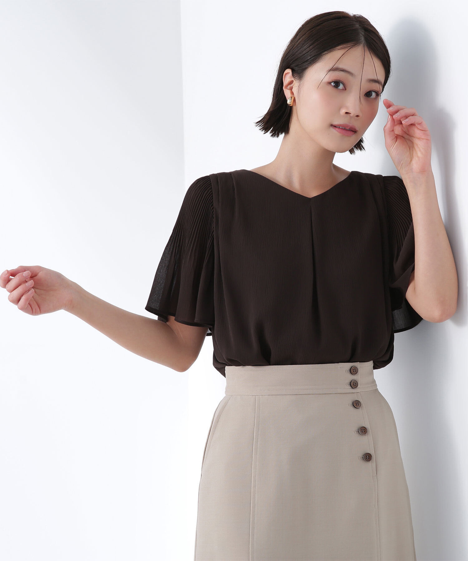  「楊柳フレアスリーブブラウス」|シャツ・ブラウス|