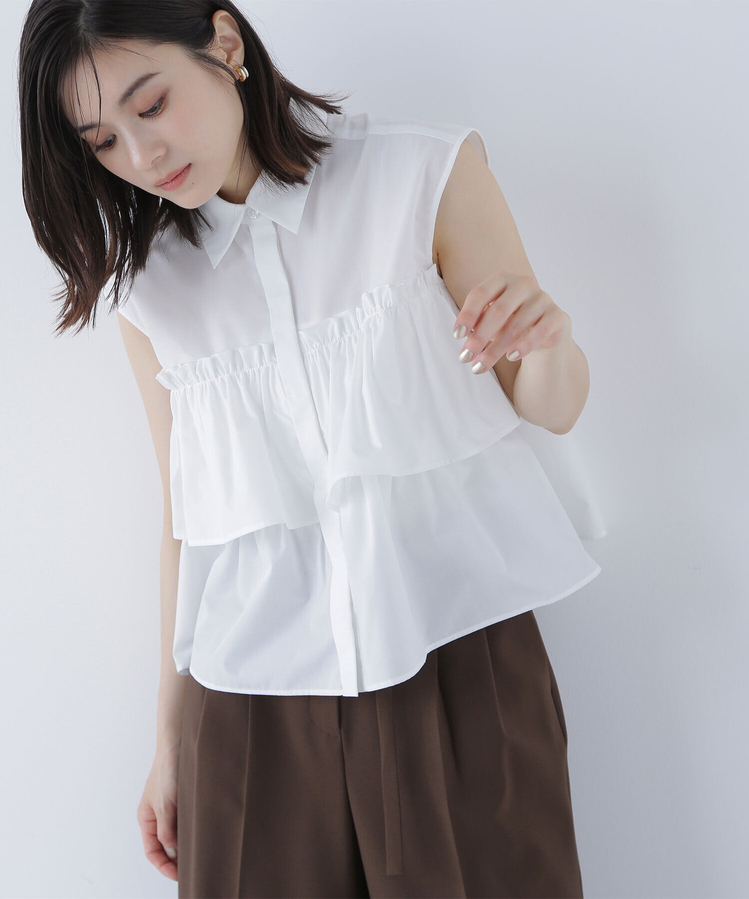  「ティアードフリルシャツ」|シャツ・ブラウス|オフ1