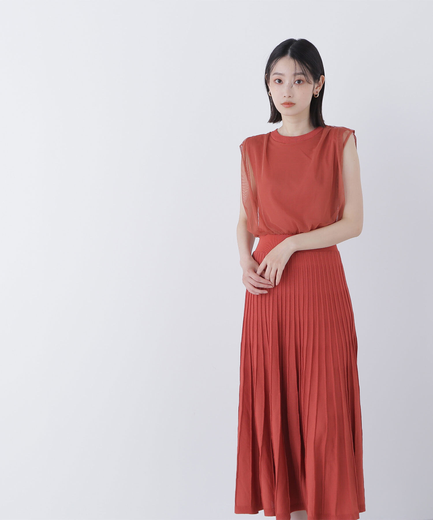  「チュールドッキングニットワンピース」|ワンピース|