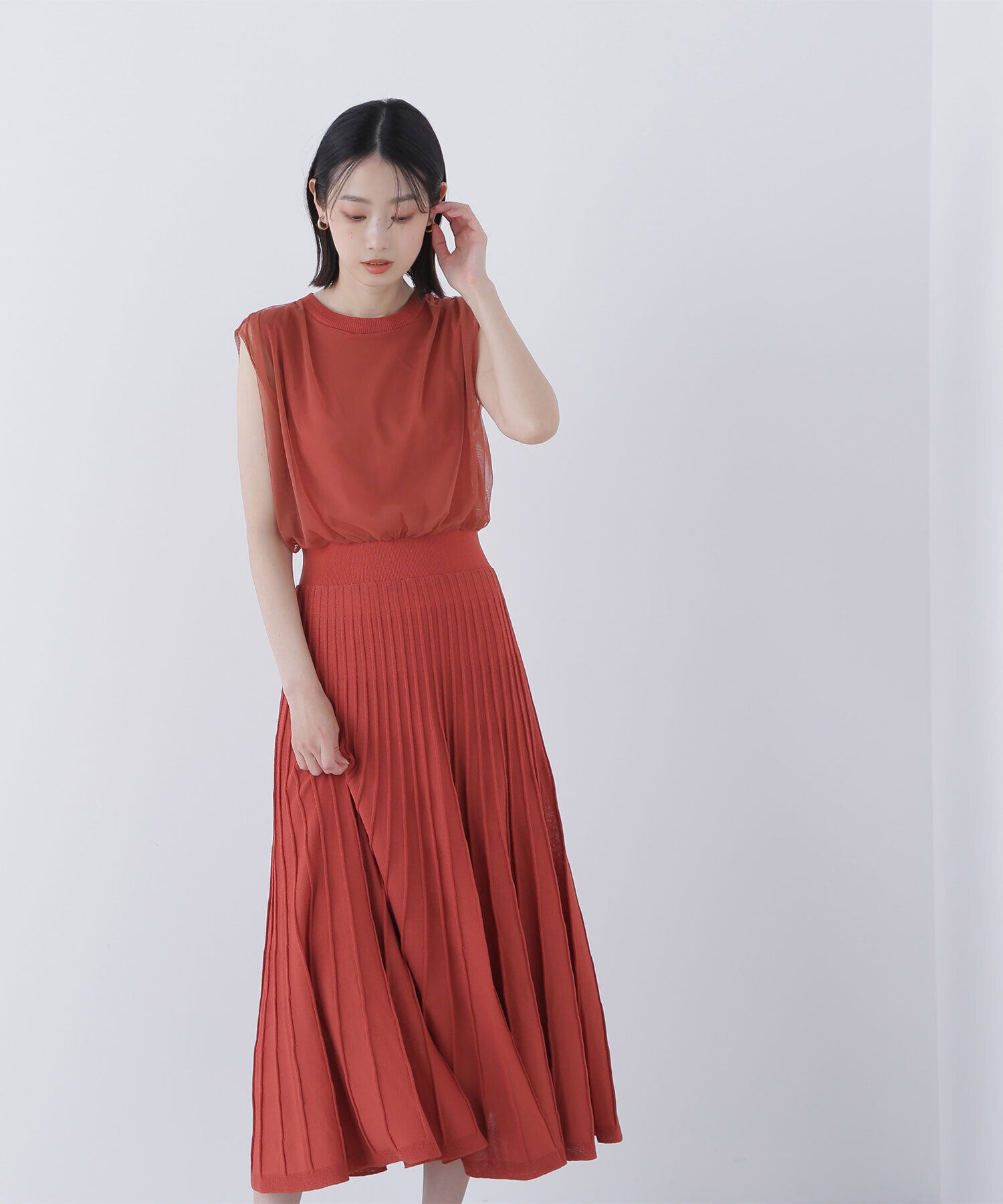  「チュールドッキングニットワンピース」|ワンピース|