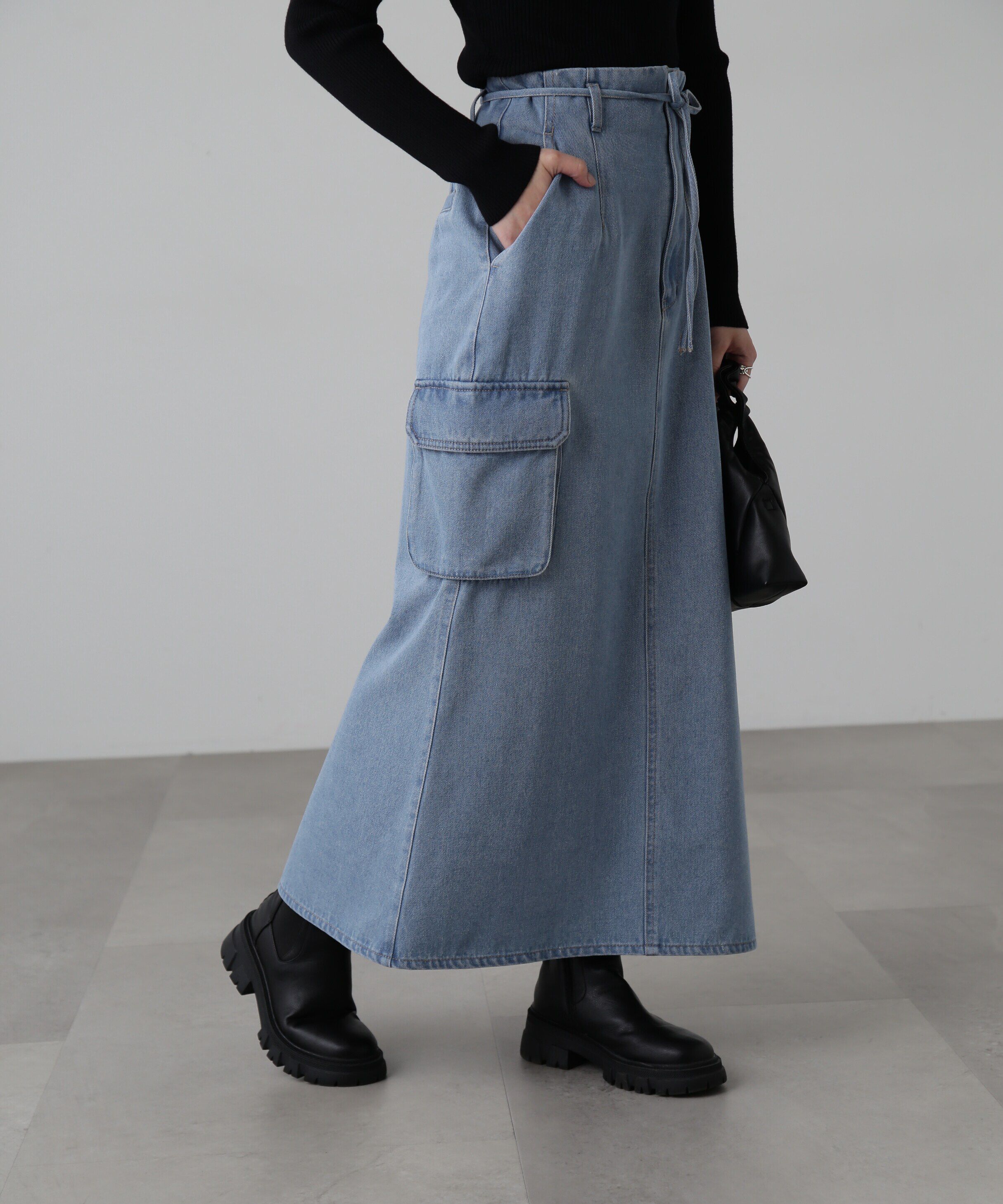  「[低身長サイズ/Sシリーズ]カーゴデニムナロースカート」|スカート|