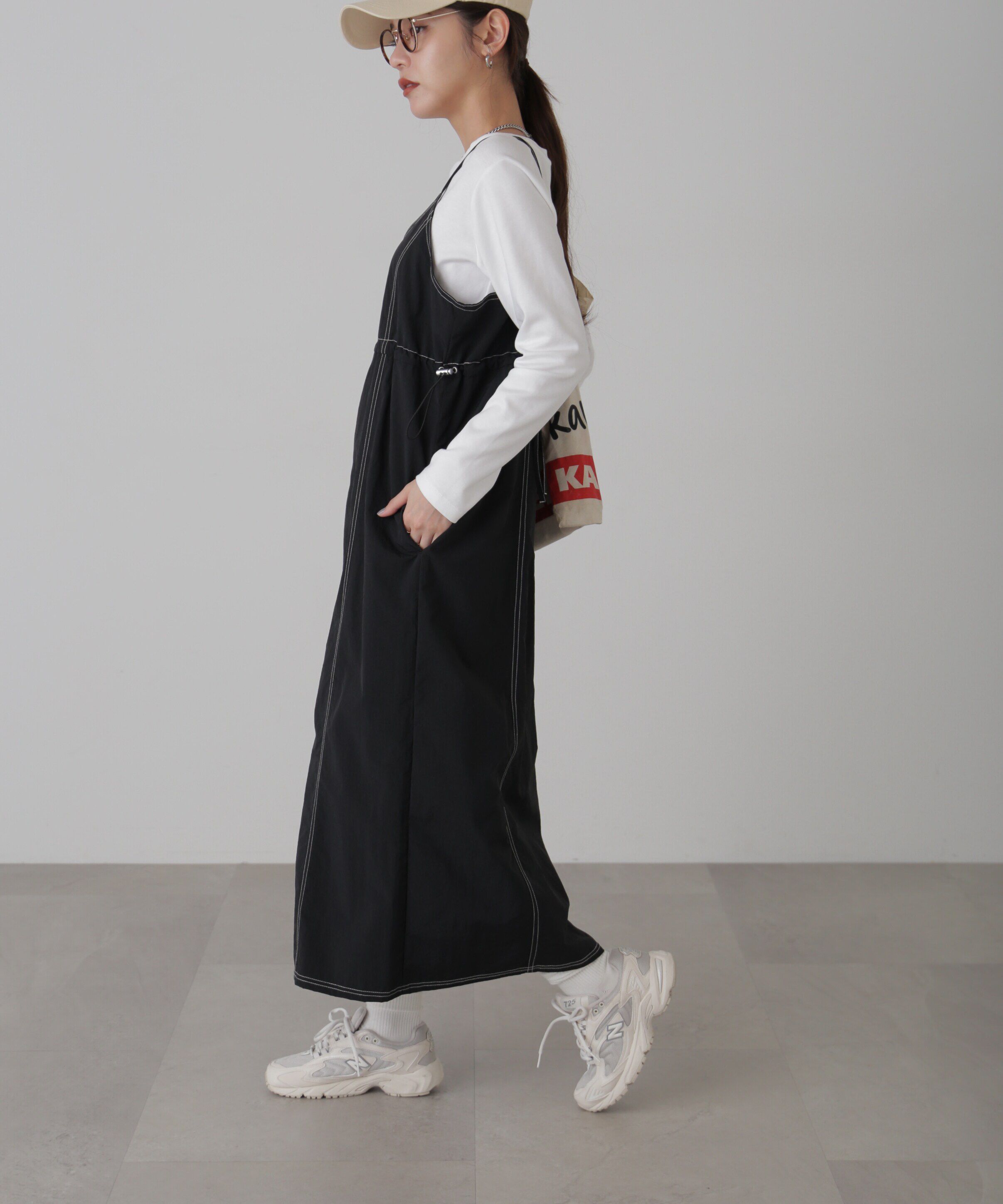  「配色ステッチナイロンキャミワンピース」|ワンピース|