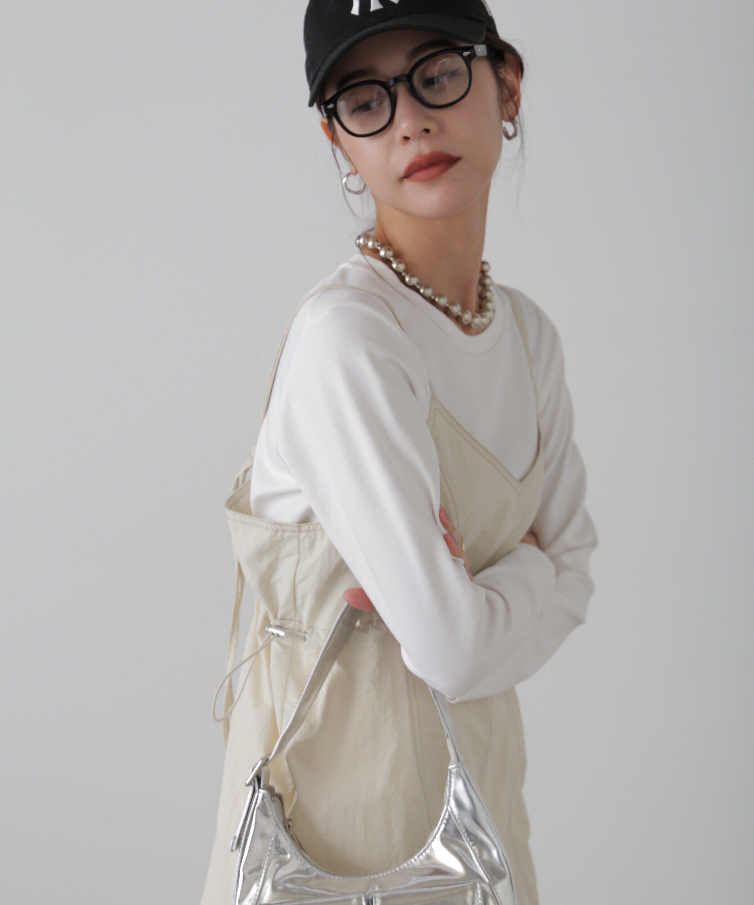  「配色ステッチナイロンキャミワンピース」|ワンピース|