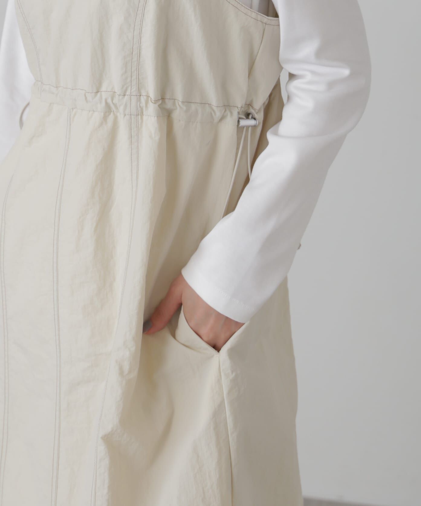  「配色ステッチナイロンキャミワンピース」|ワンピース|