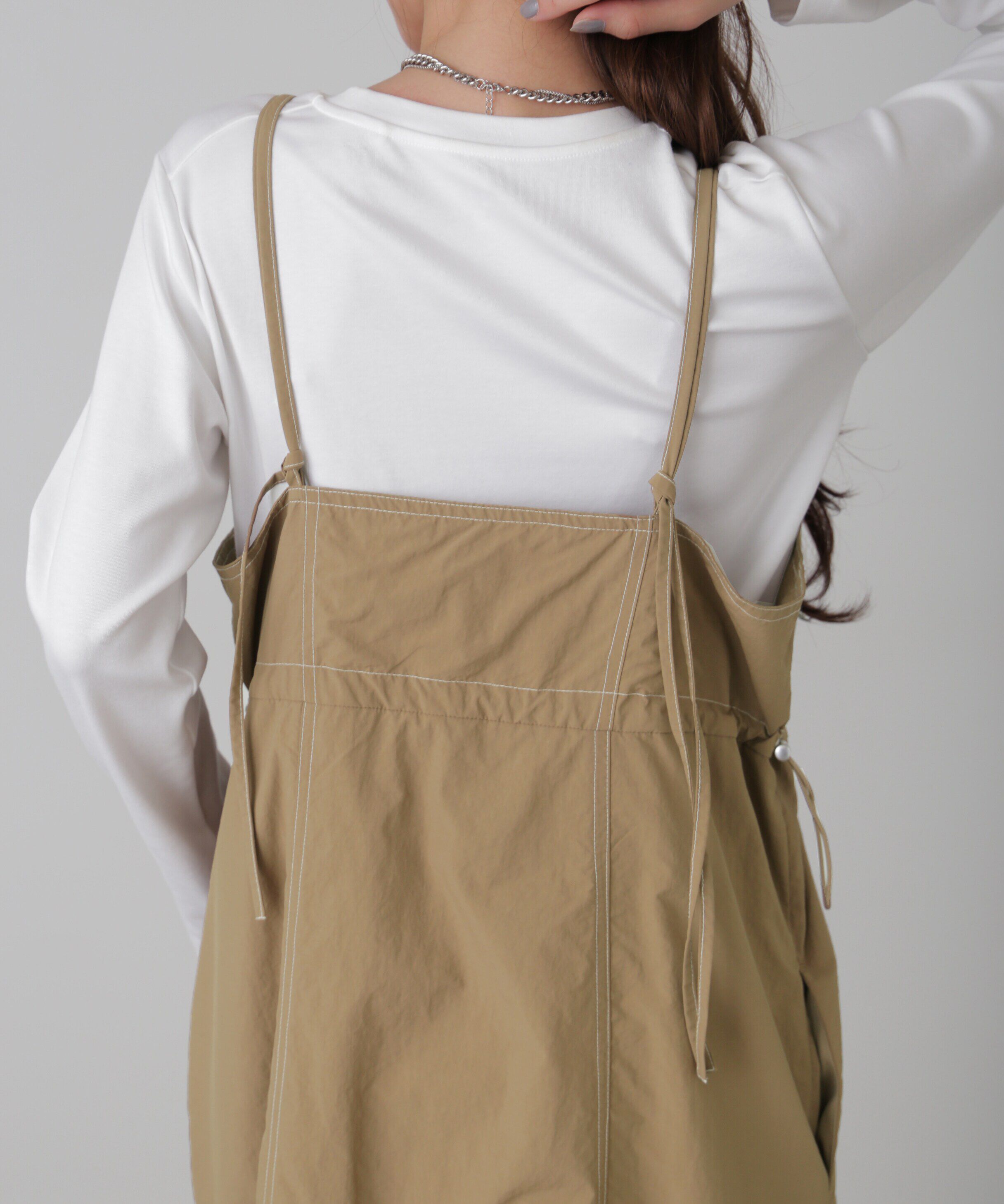  「配色ステッチナイロンキャミワンピース」|ワンピース|