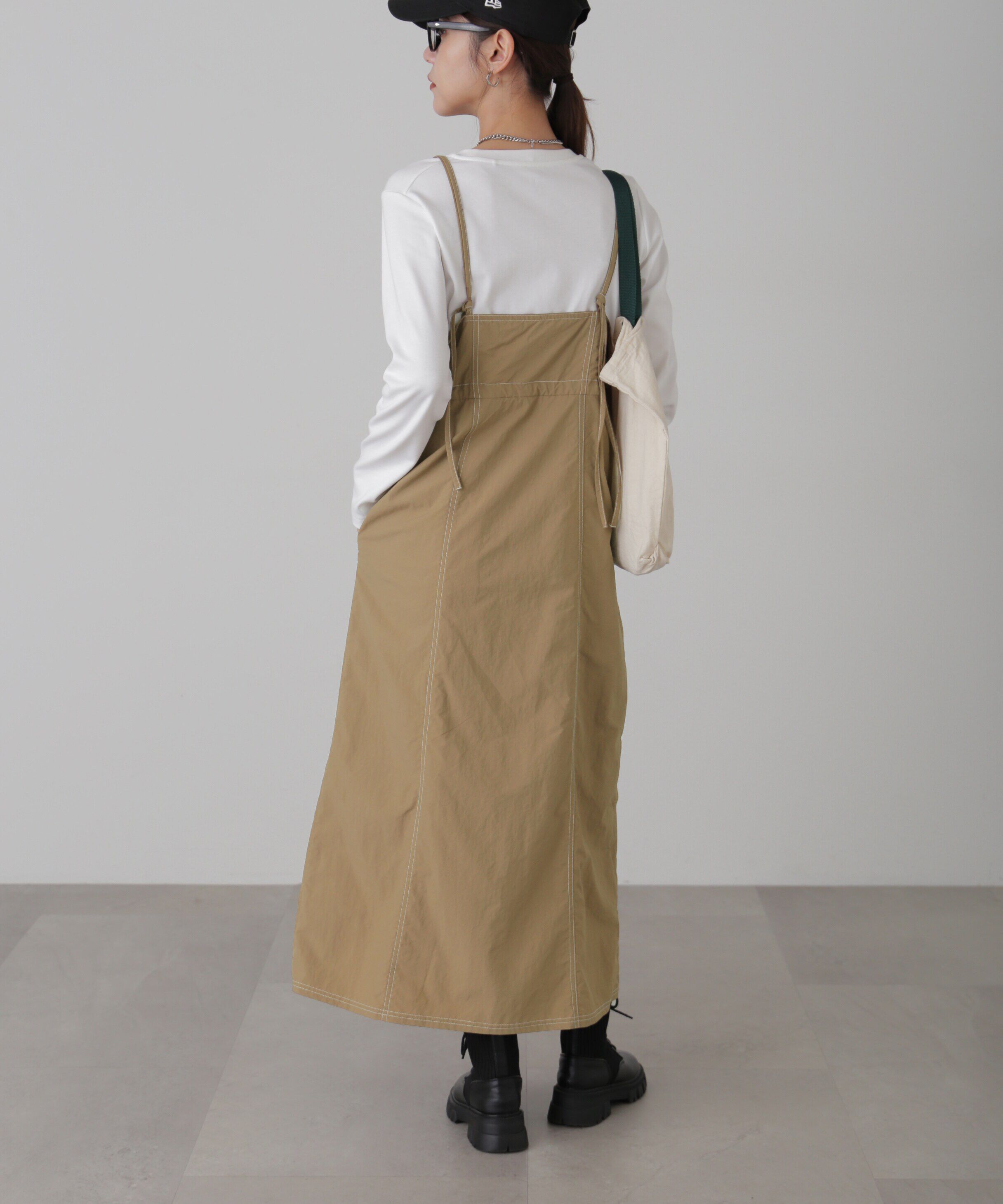  「配色ステッチナイロンキャミワンピース」|ワンピース|