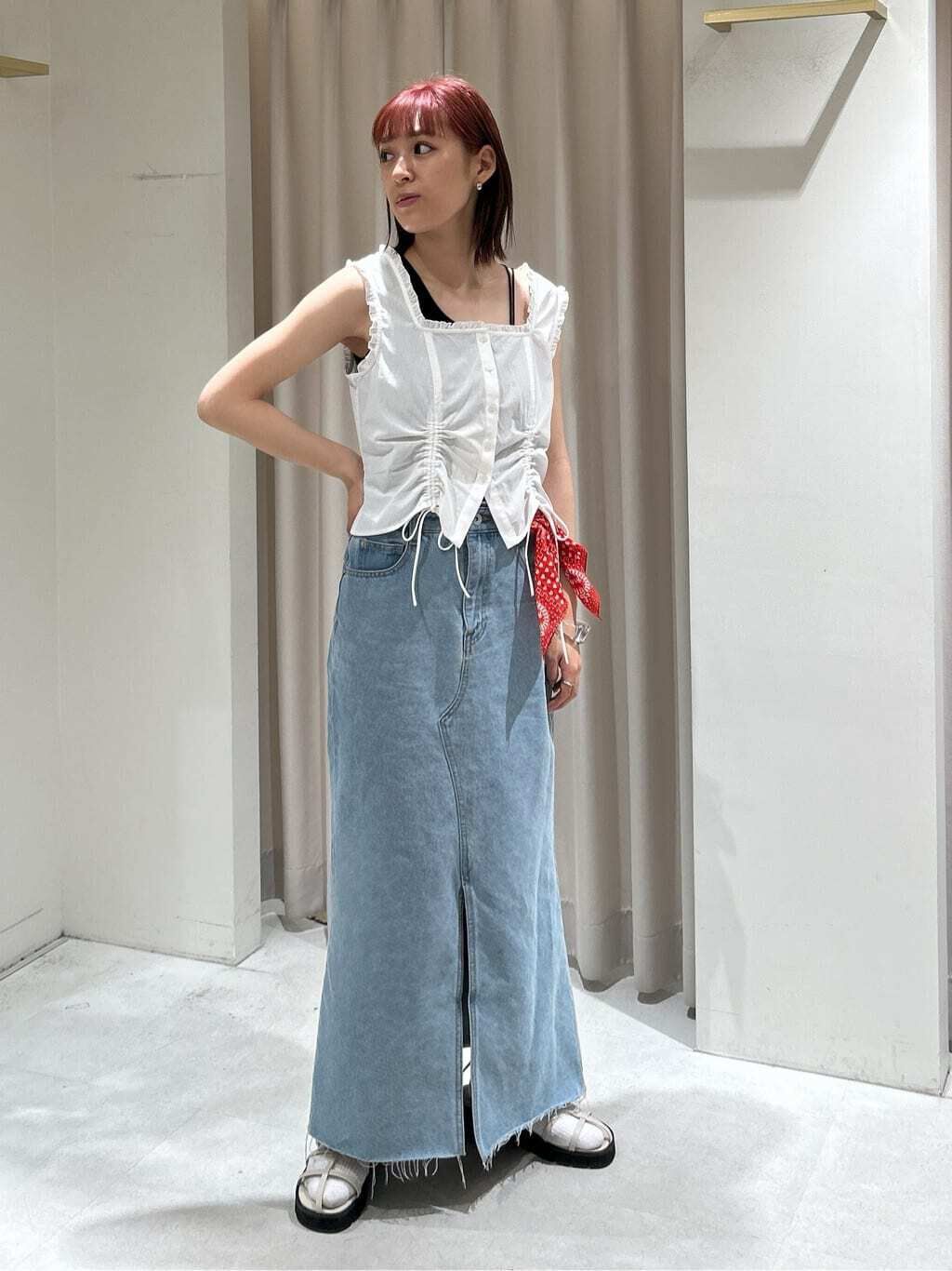  「ワンショルダーカップ付きテレコタンク」|Tシャツ・カットソー|