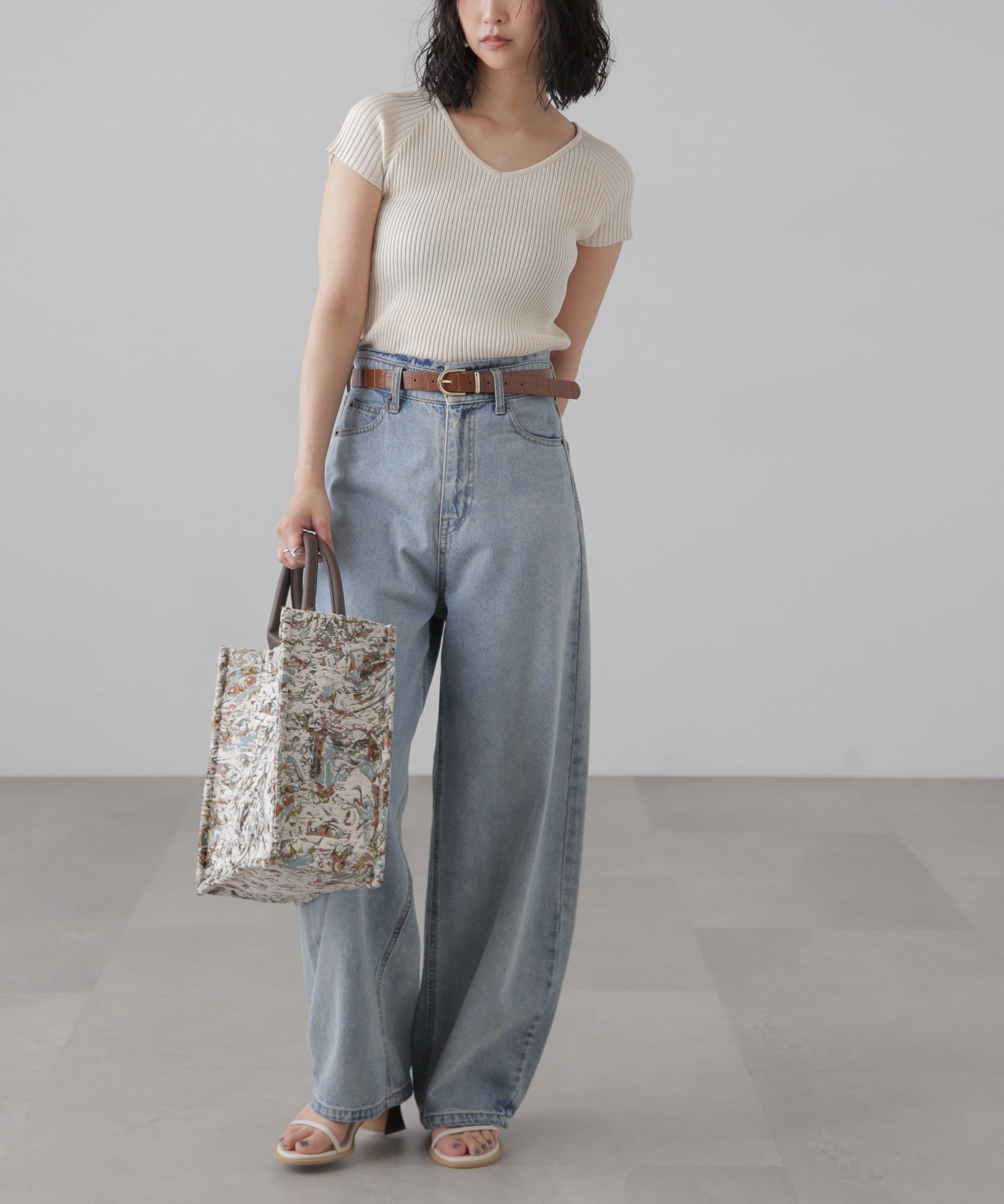  「前後2Wayフレンチスリーブリブニット」|ニット・セーター|