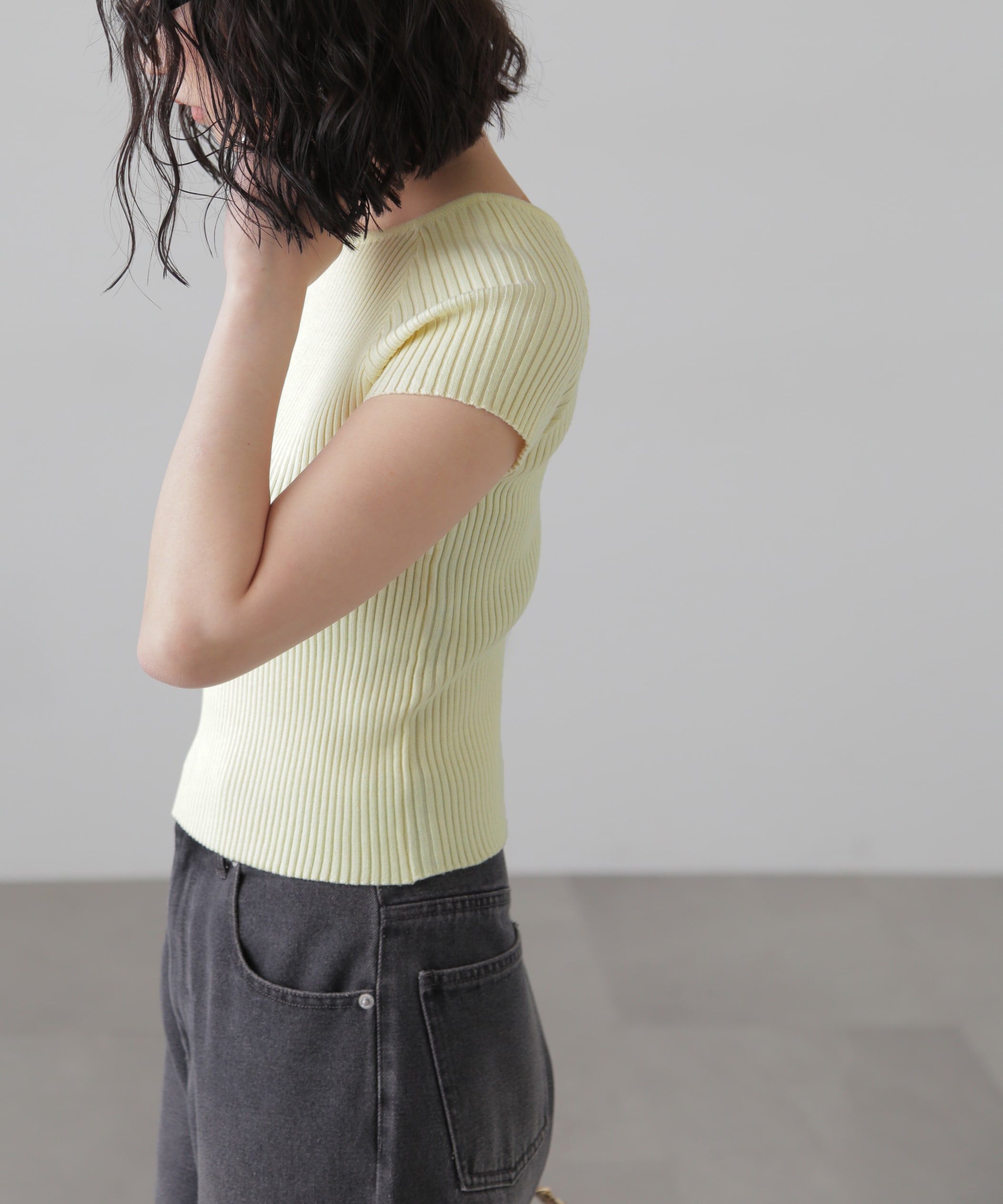  「前後2Wayフレンチスリーブリブニット」|ニット・セーター|