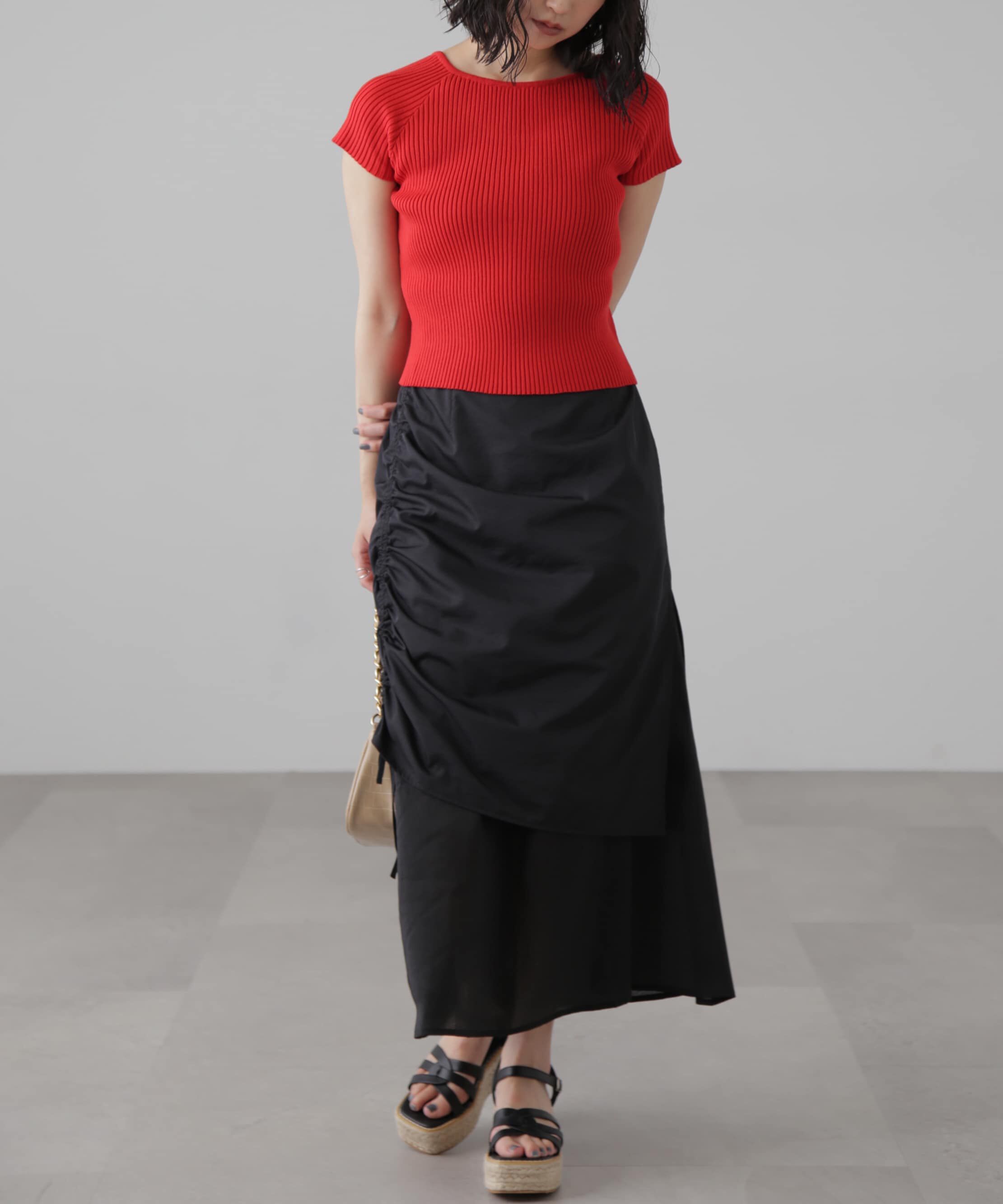  「前後2Wayフレンチスリーブリブニット」|ニット・セーター|