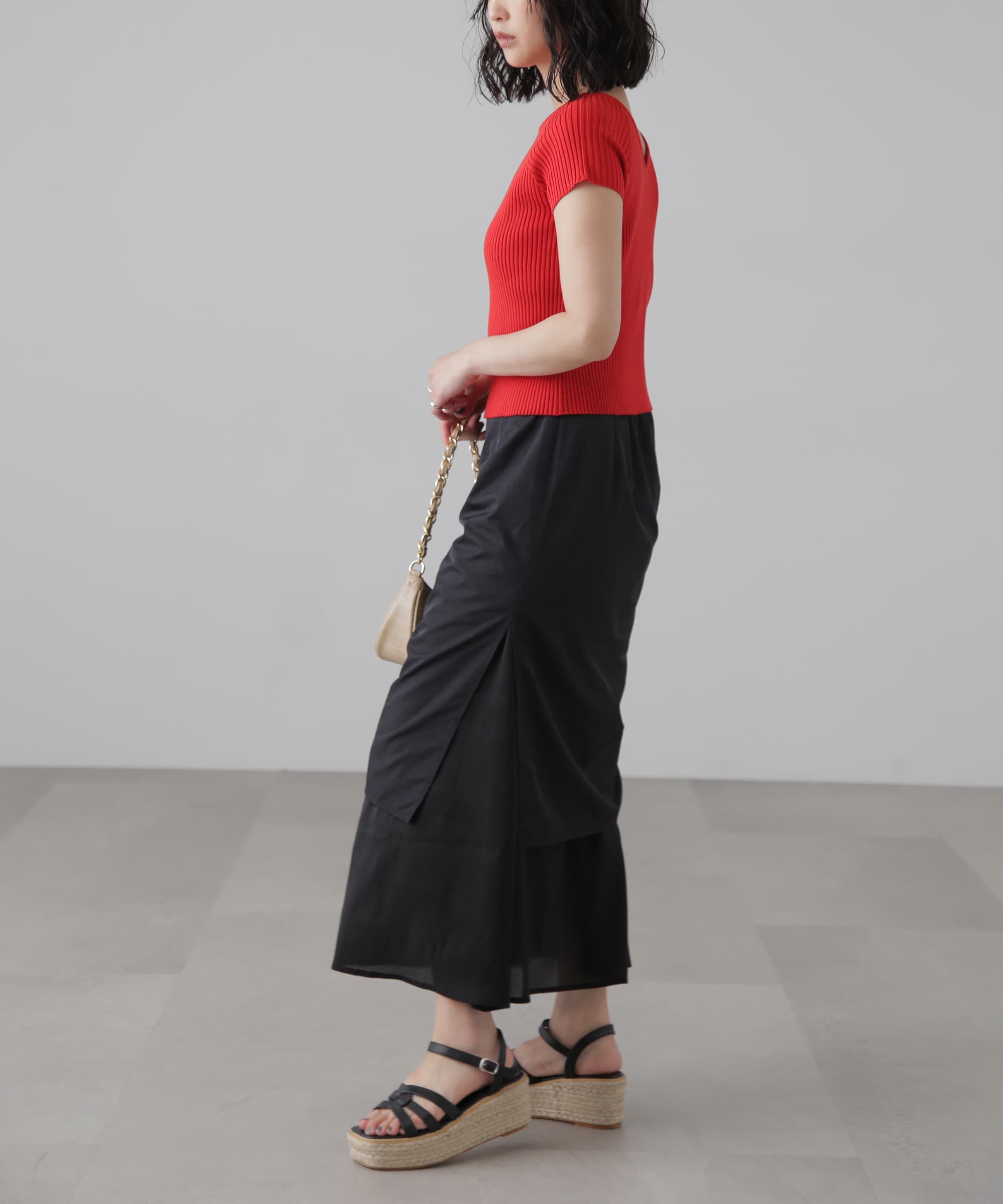  「前後2Wayフレンチスリーブリブニット」|ニット・セーター|