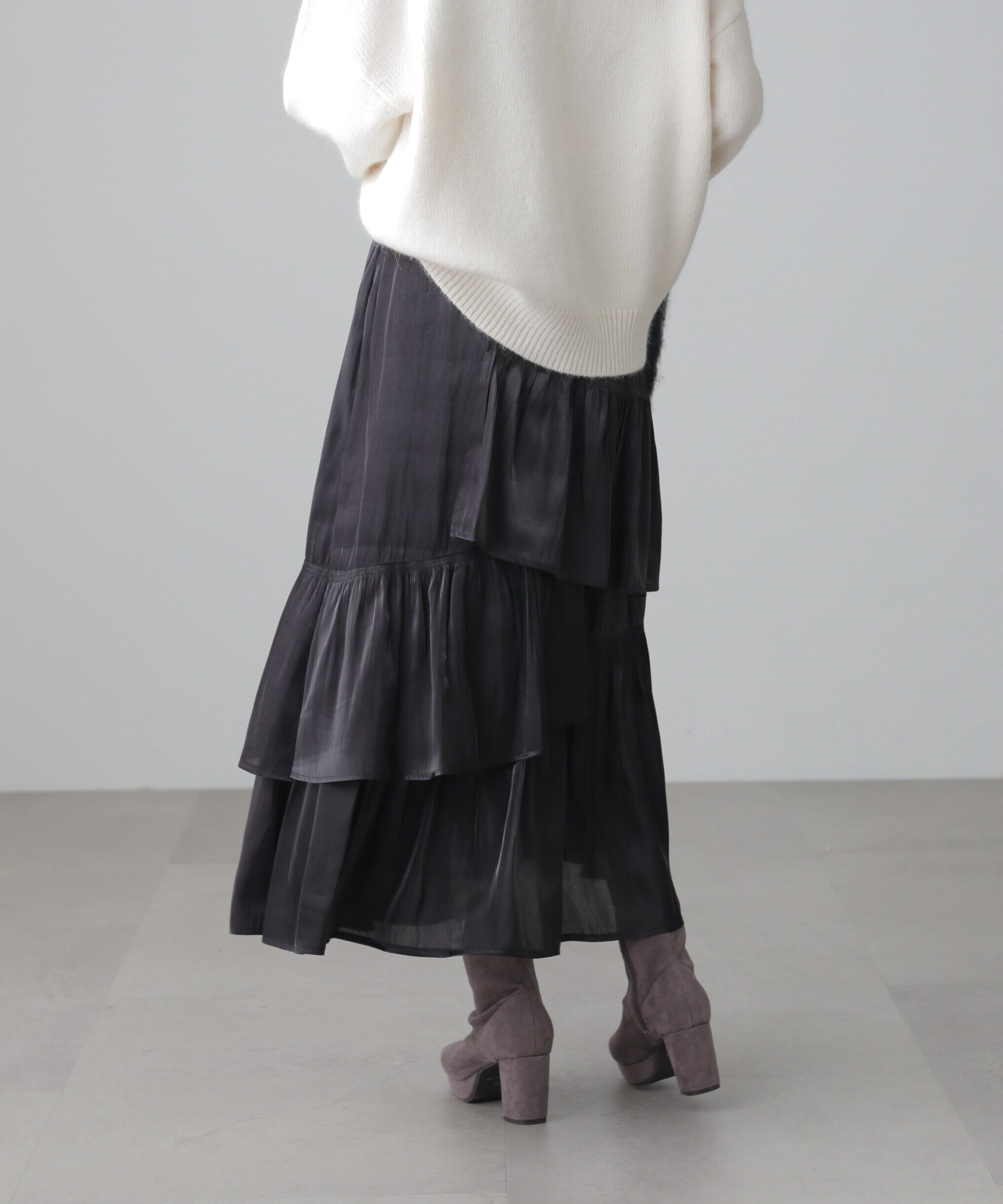  「アシメシャーリングティアードスカート」|スカート|