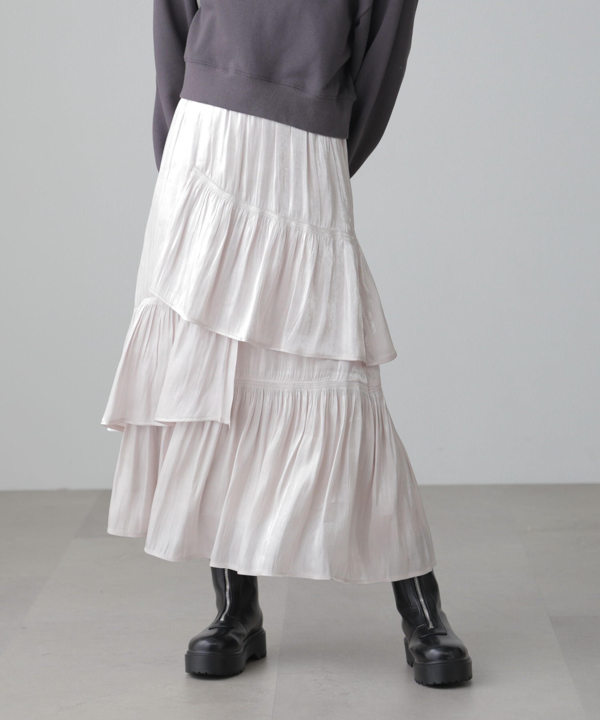  「アシメシャーリングティアードスカート」|スカート|