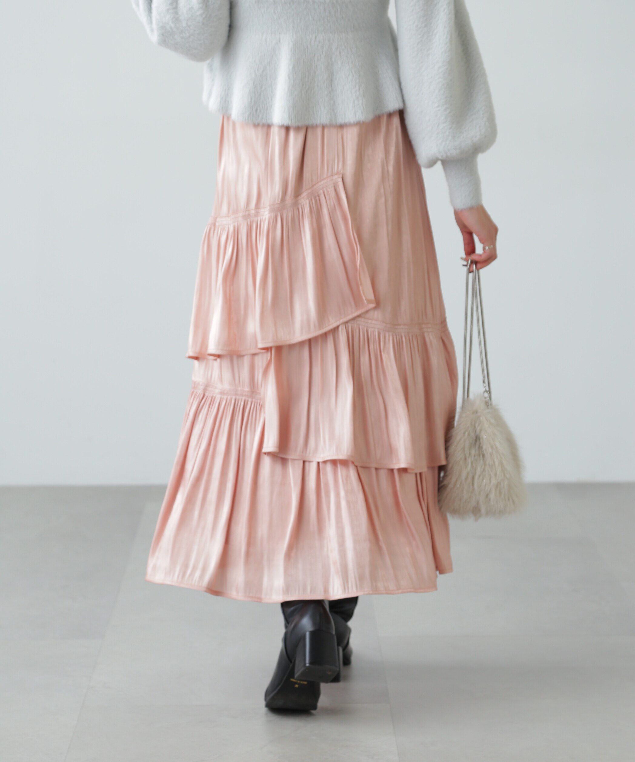  「アシメシャーリングティアードスカート」|スカート|