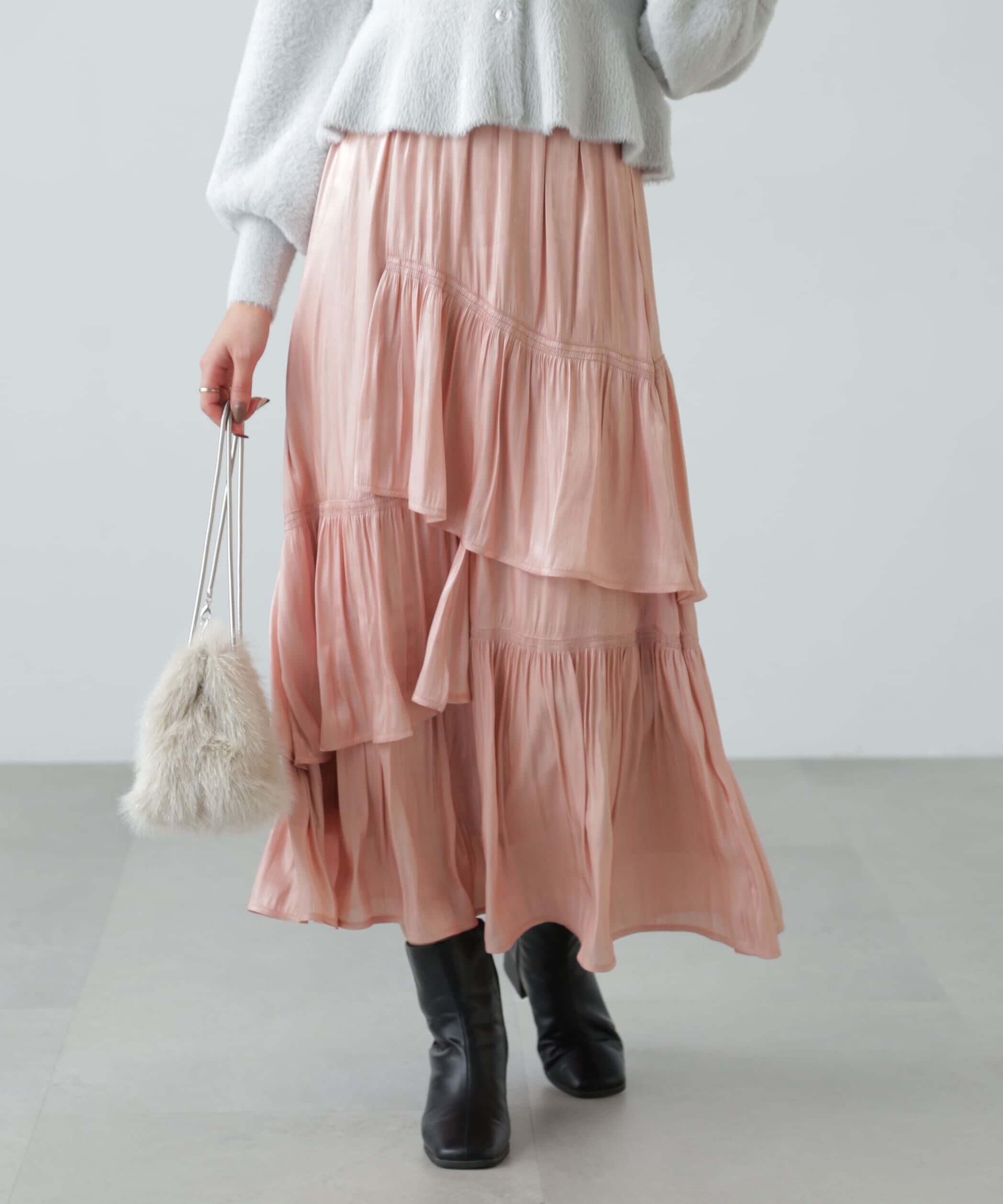  「アシメシャーリングティアードスカート」|スカート|