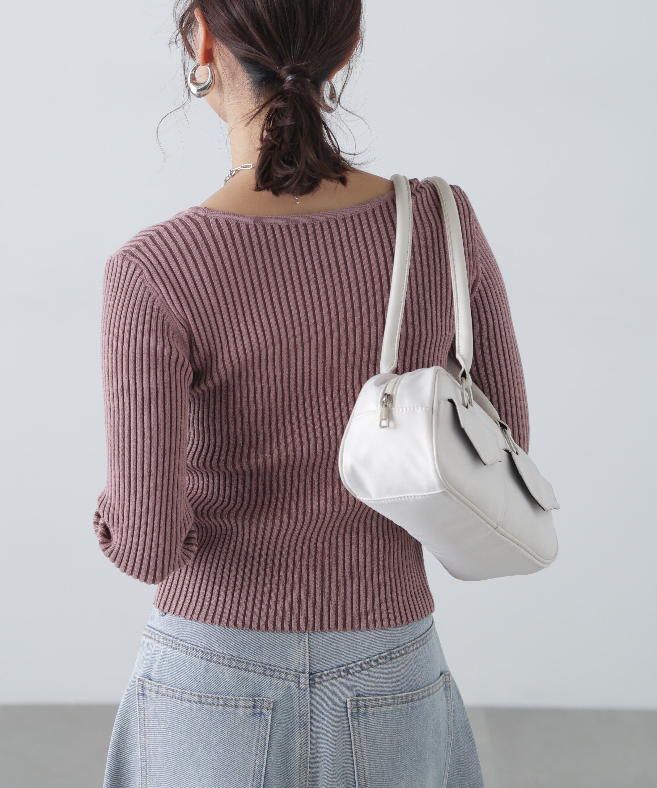  「フロントジップリブVネックニット」|ニット・セーター|