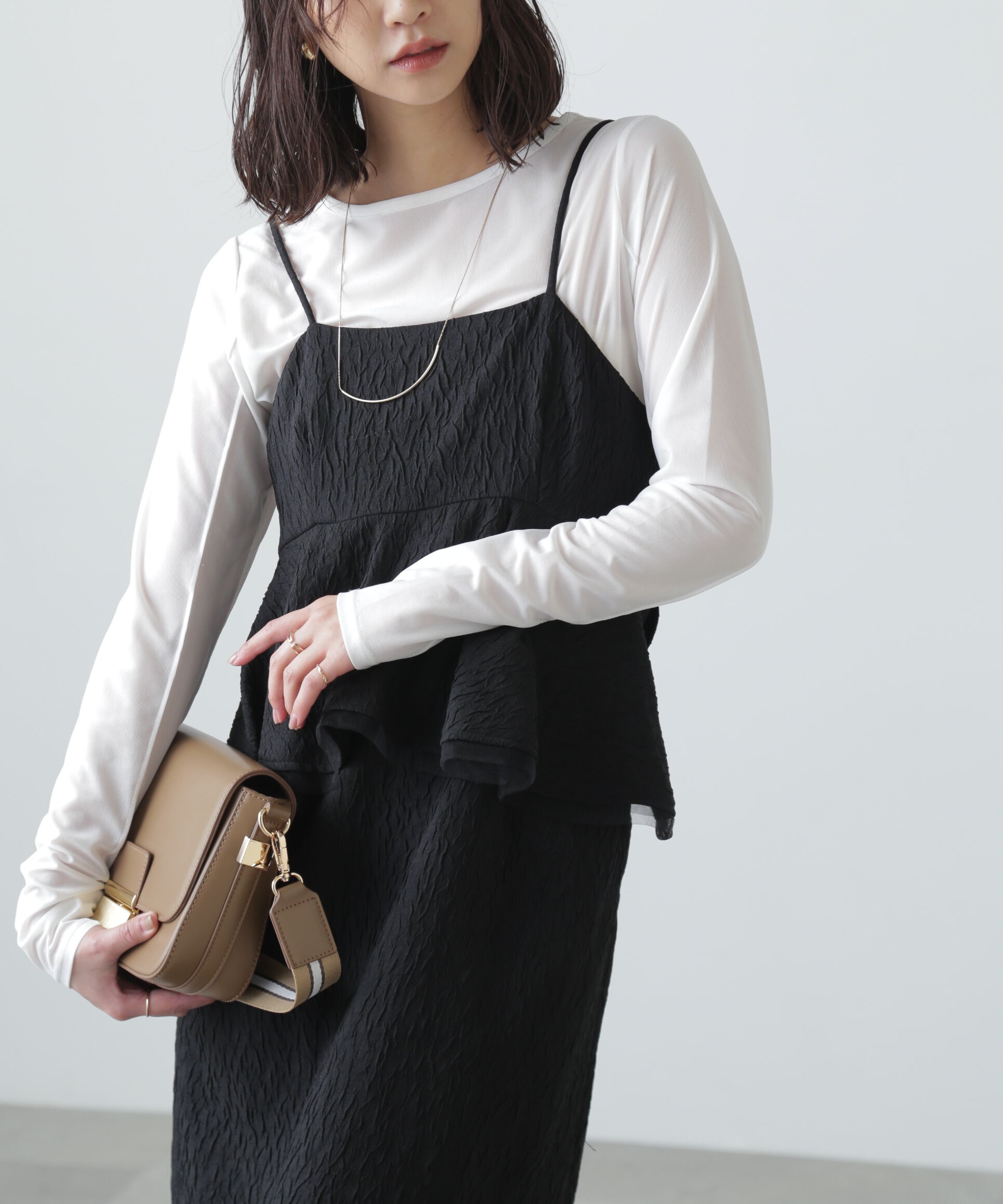  「ペプラムフリルキャミワンピース」|ワンピース|