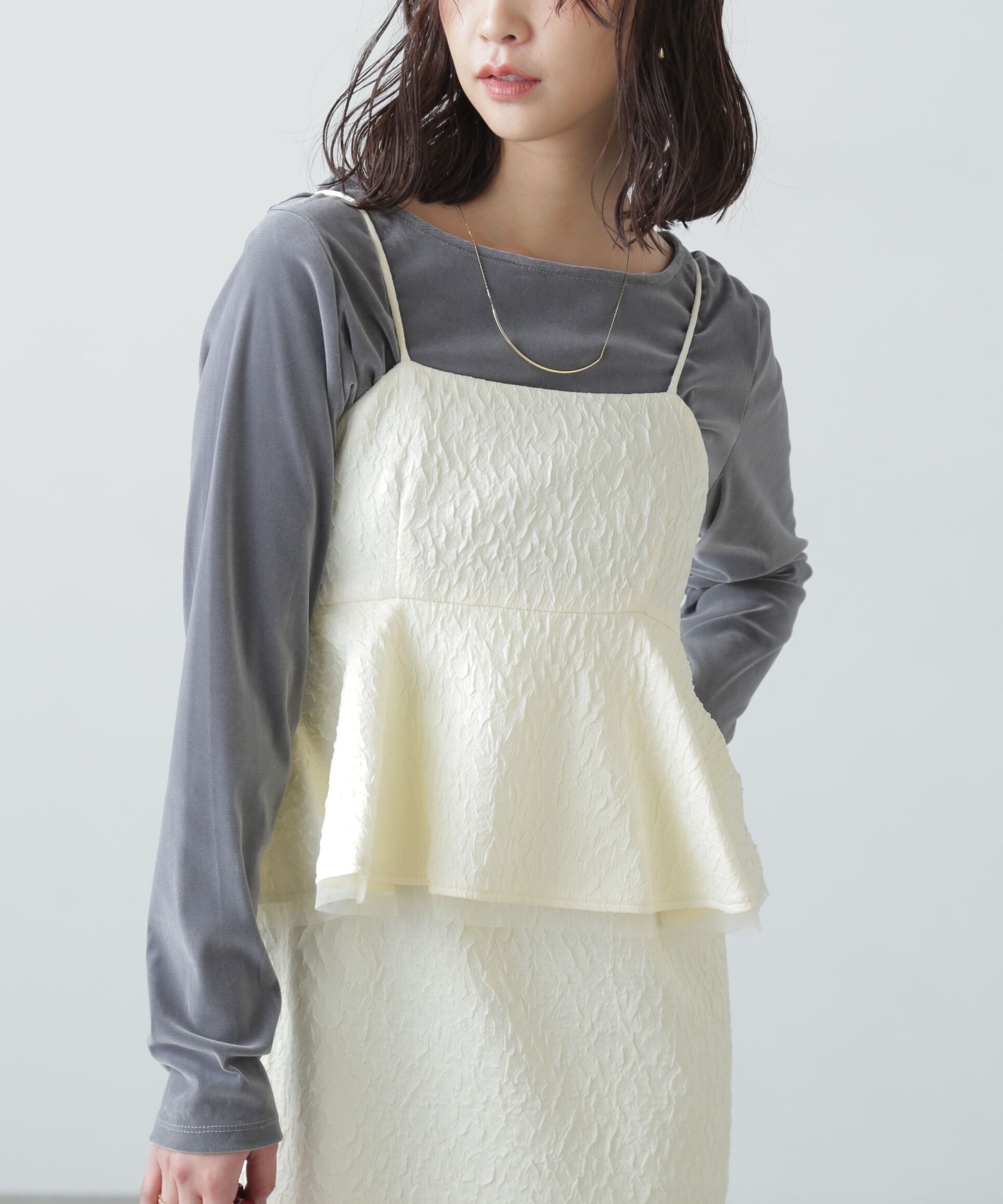  「ペプラムフリルキャミワンピース」|ワンピース|