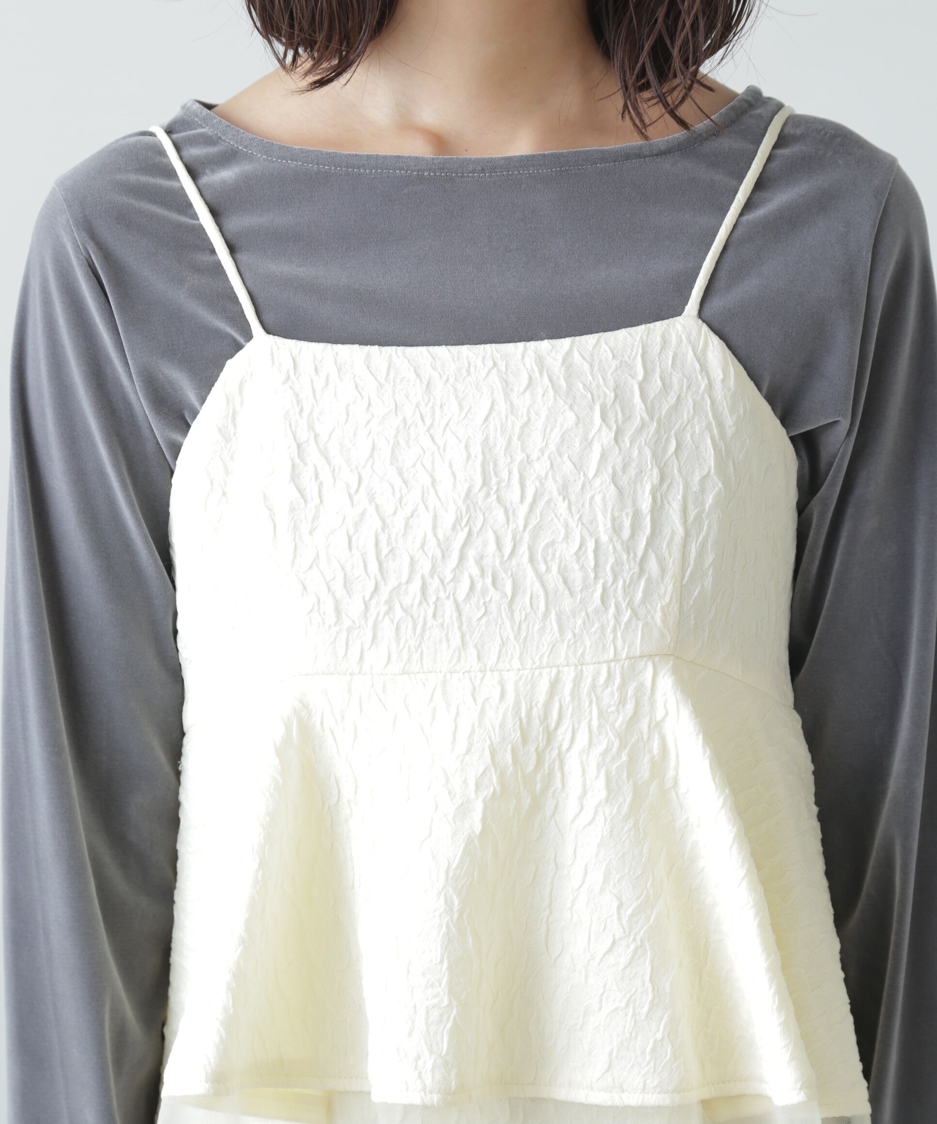  「ペプラムフリルキャミワンピース」|ワンピース|