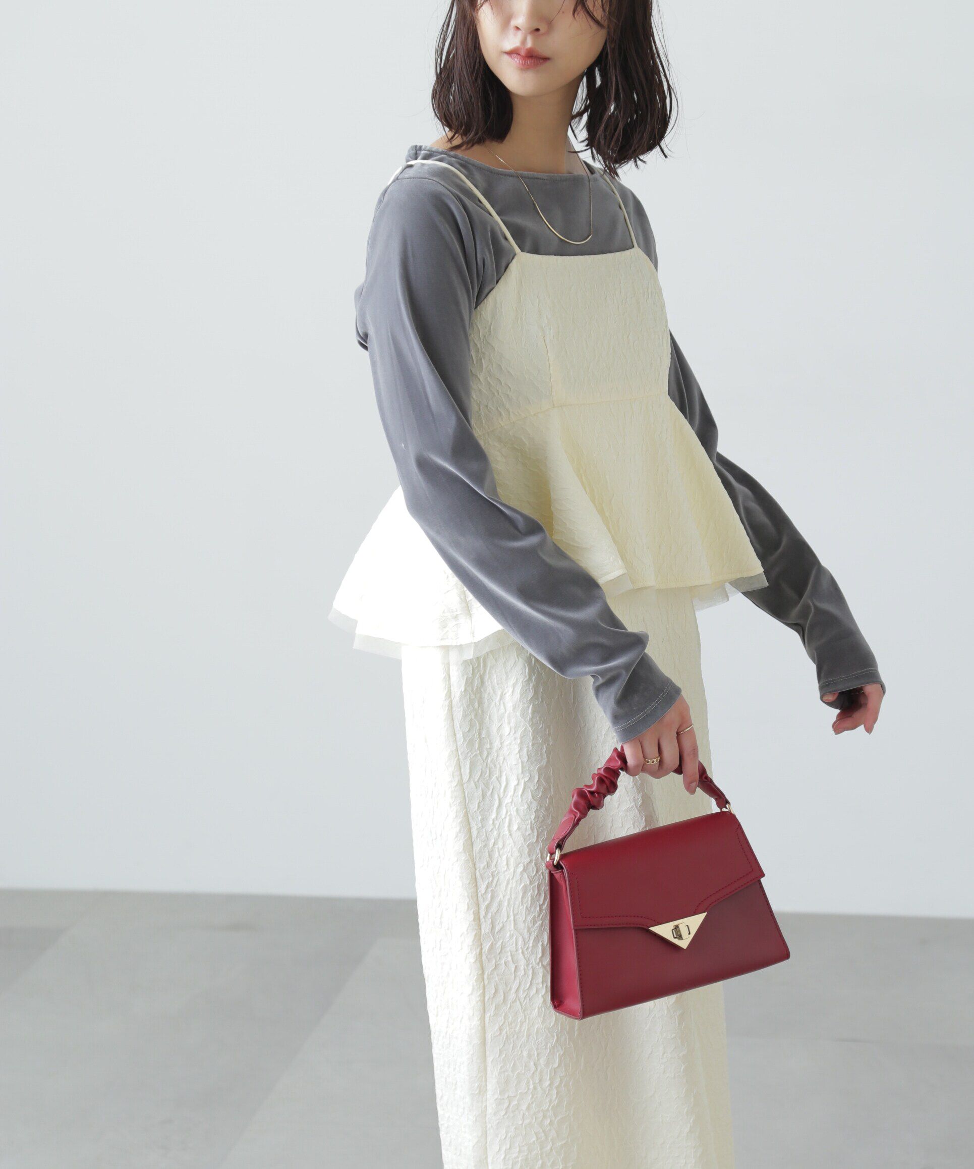  「ペプラムフリルキャミワンピース」|ワンピース|