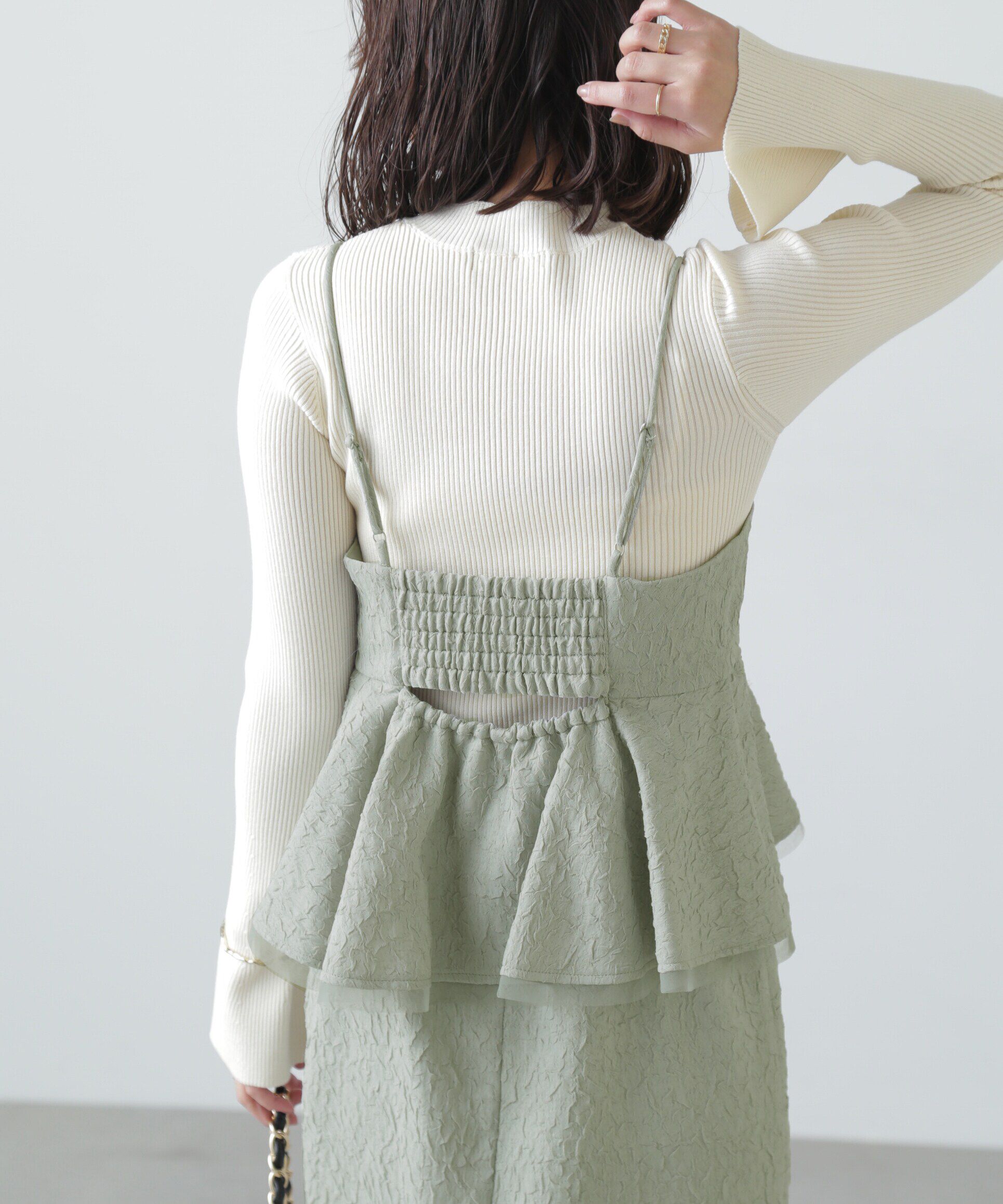  「ペプラムフリルキャミワンピース」|ワンピース|