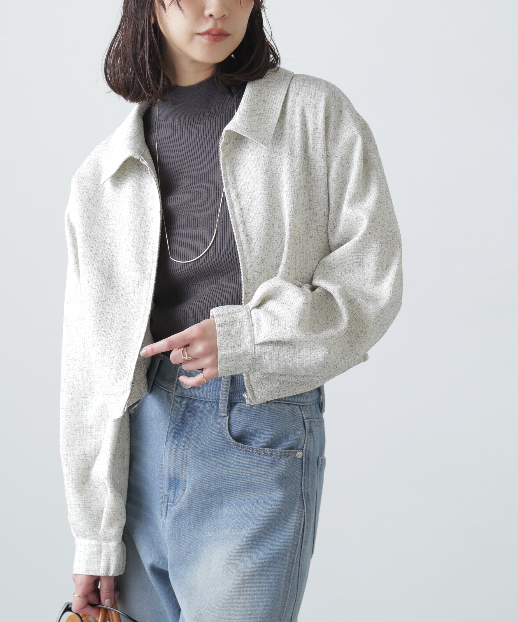  「ツイードジップブルゾン」|ブルゾン・スタジャン|