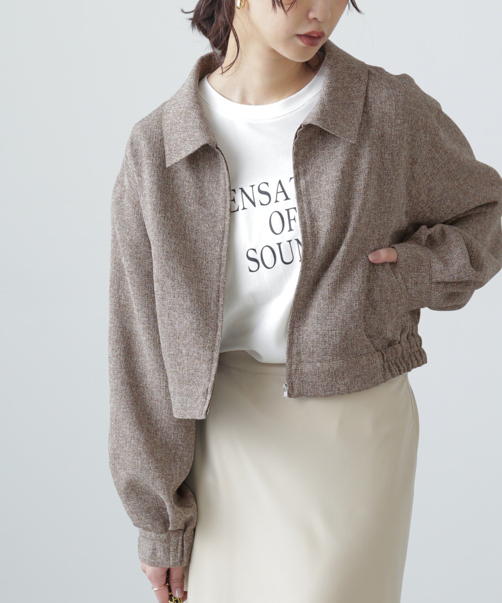  「ツイードジップブルゾン」|ブルゾン・スタジャン|