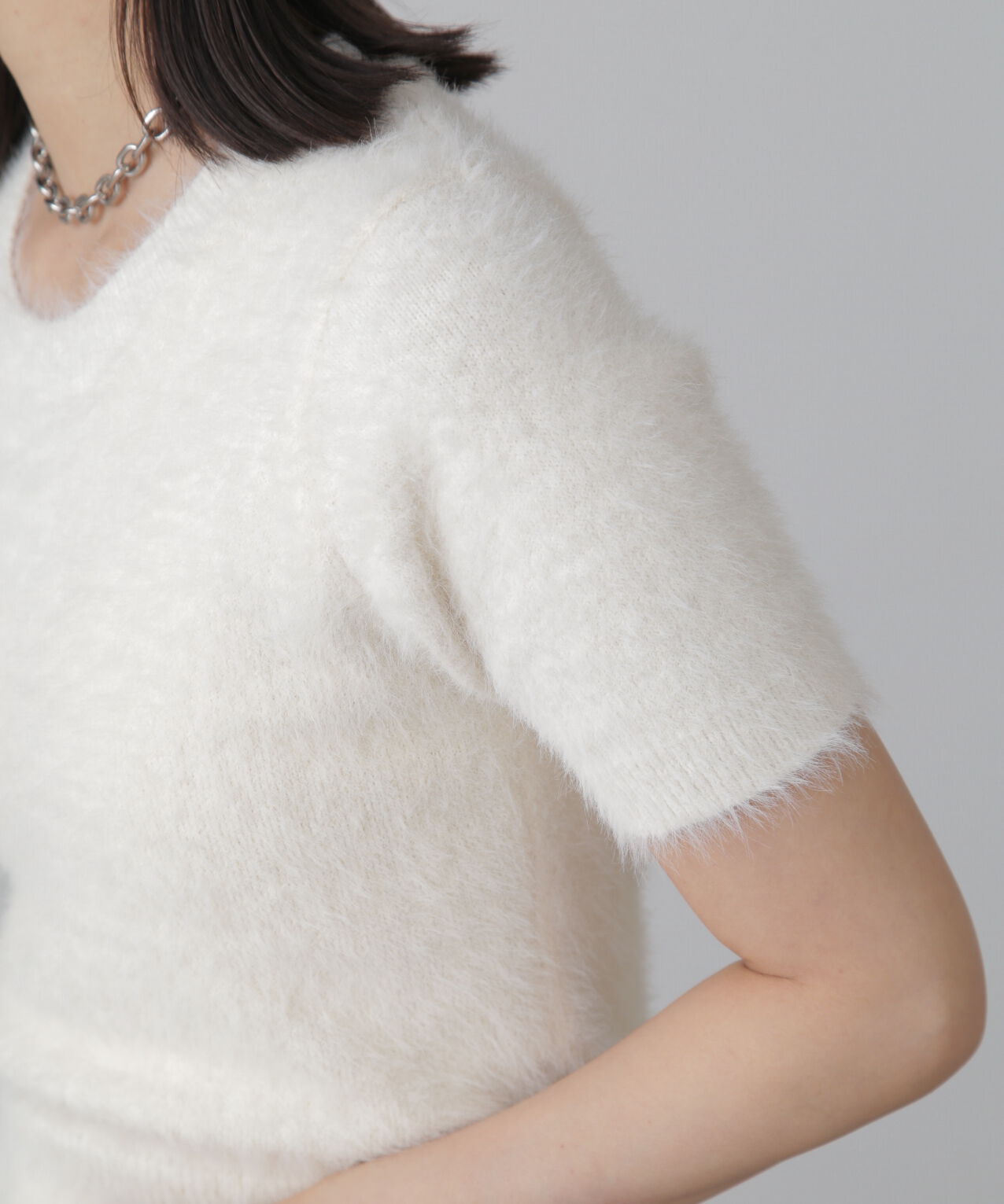  「シャギー半袖ニット」|ニット・セーター|