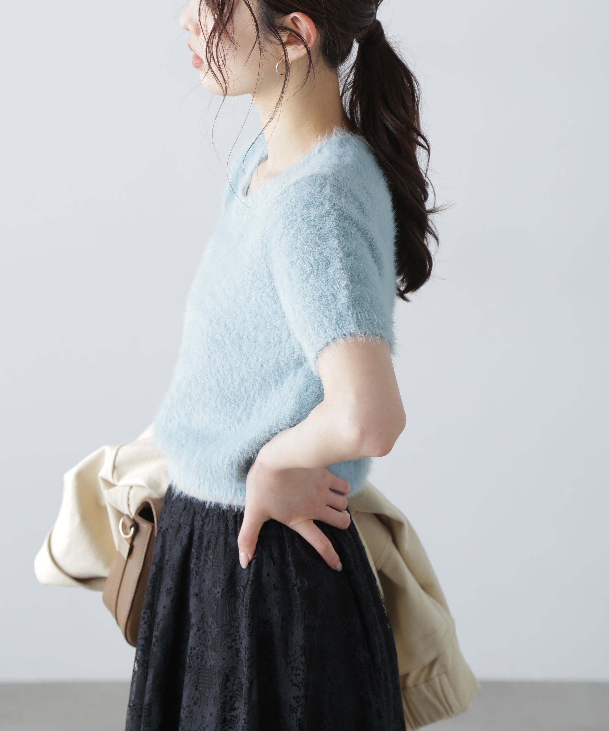  「シャギー半袖ニット」|ニット・セーター|
