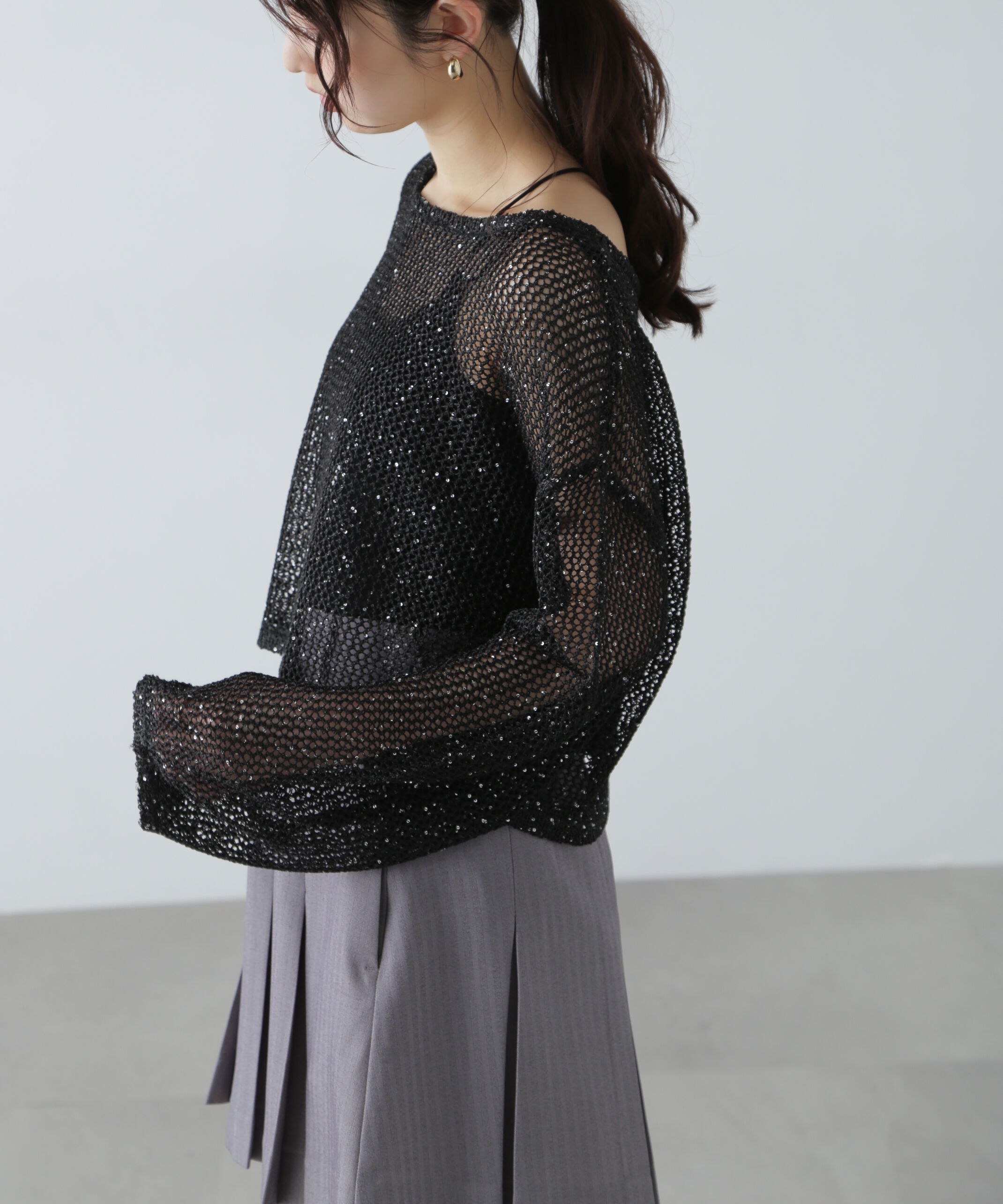  「メッシュスパンコールニット」|ニット・セーター|