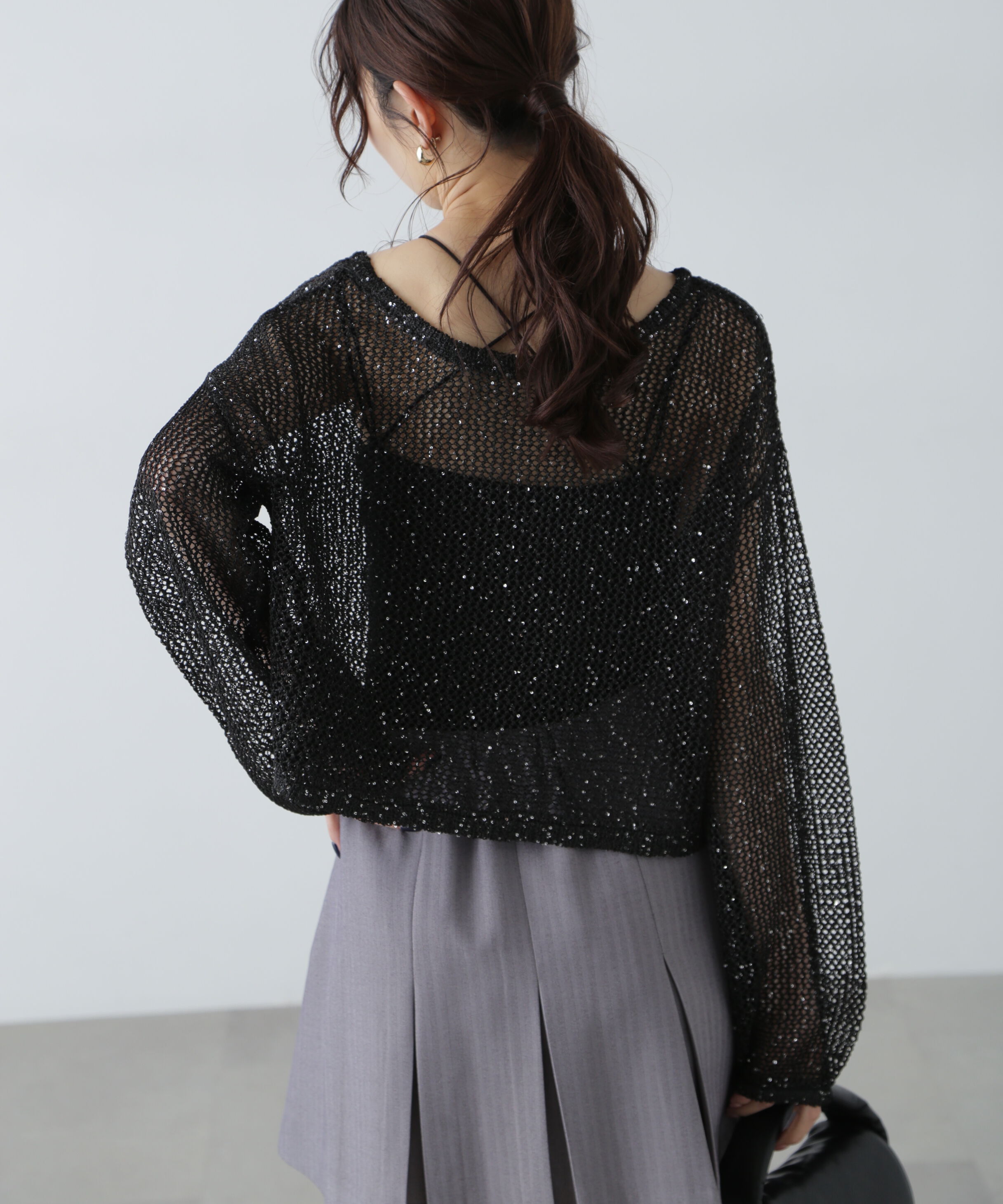  「メッシュスパンコールニット」|ニット・セーター|