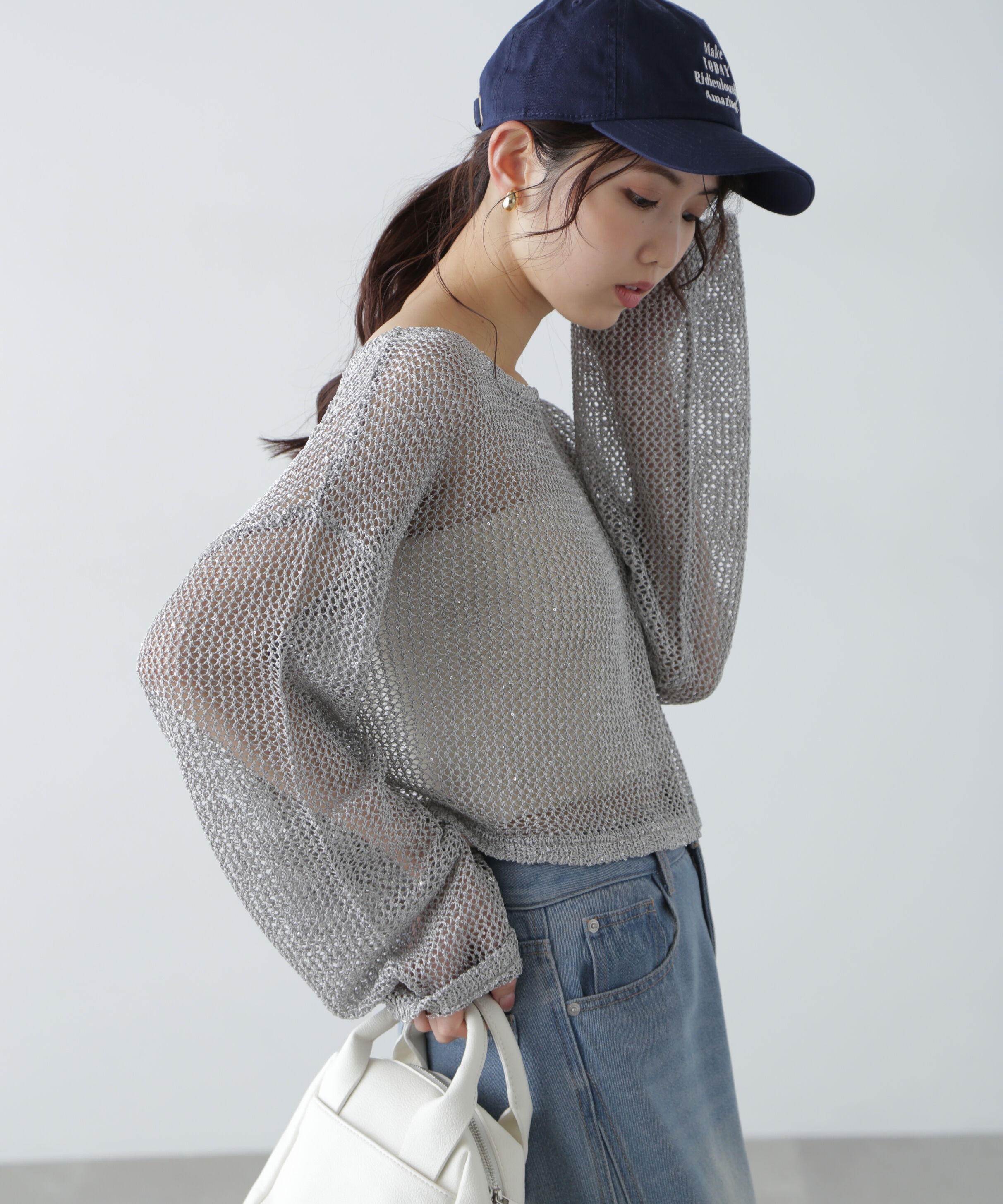  「メッシュスパンコールニット」|ニット・セーター|