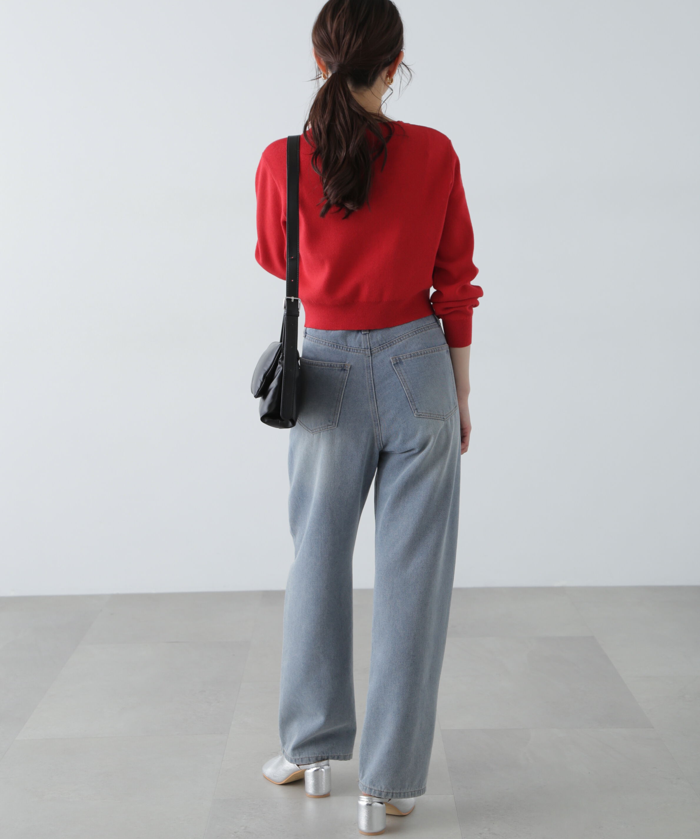  「ドットボタンクルーネックカーディガン」|ニット・セーター|