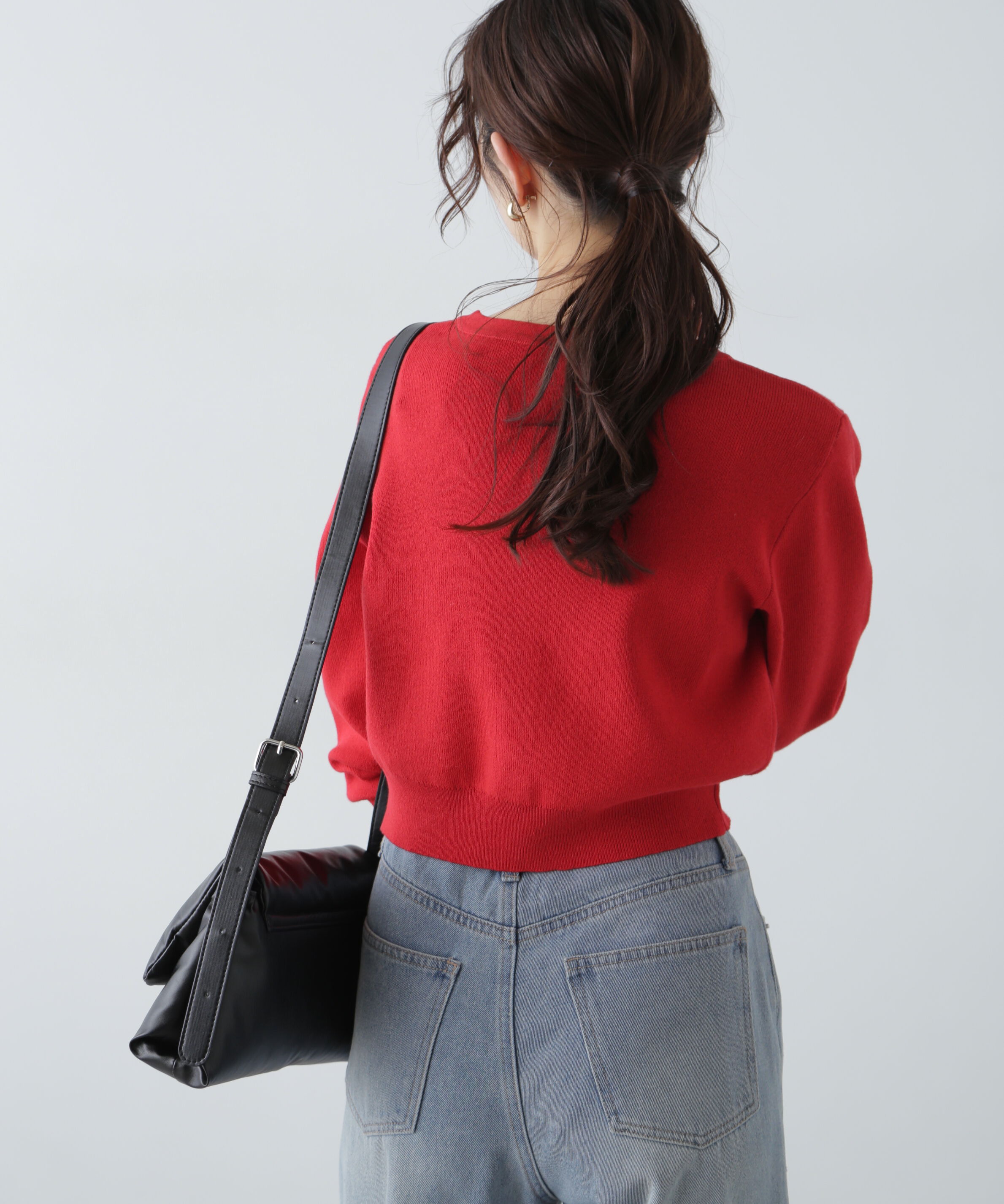  「ドットボタンクルーネックカーディガン」|ニット・セーター|