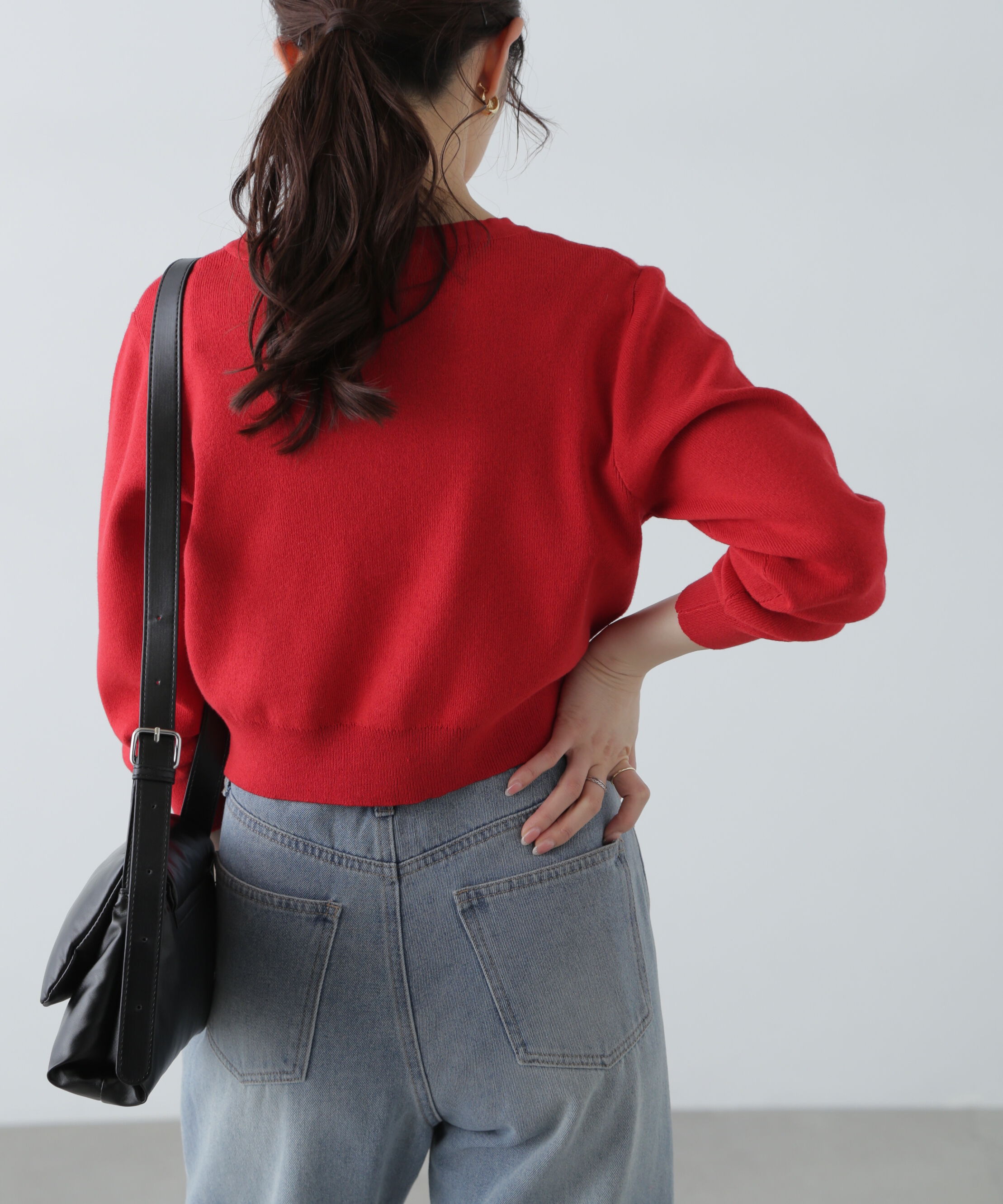  「ドットボタンクルーネックカーディガン」|ニット・セーター|