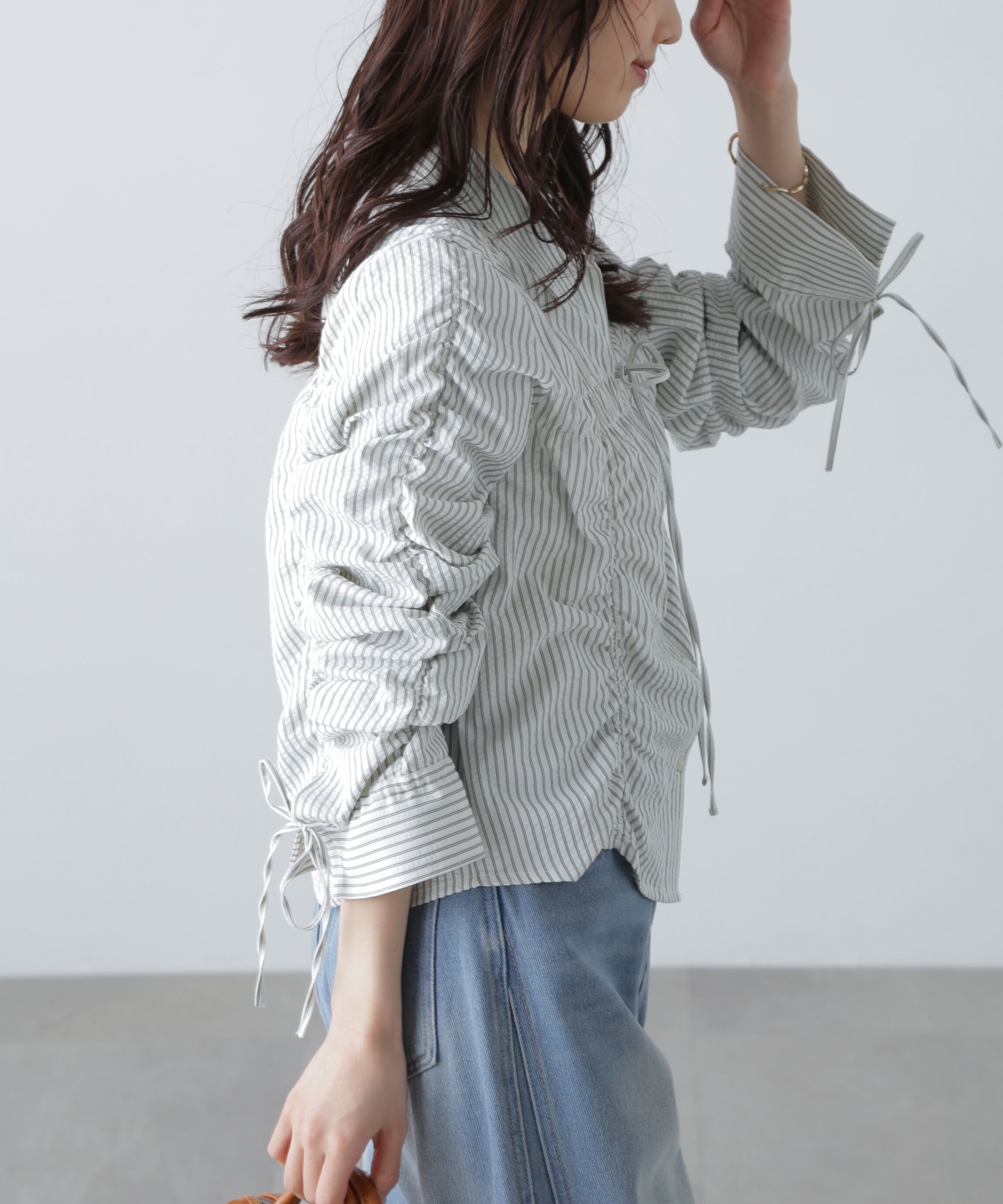  「シャーリングストライプシャツ」|シャツ・ブラウス|