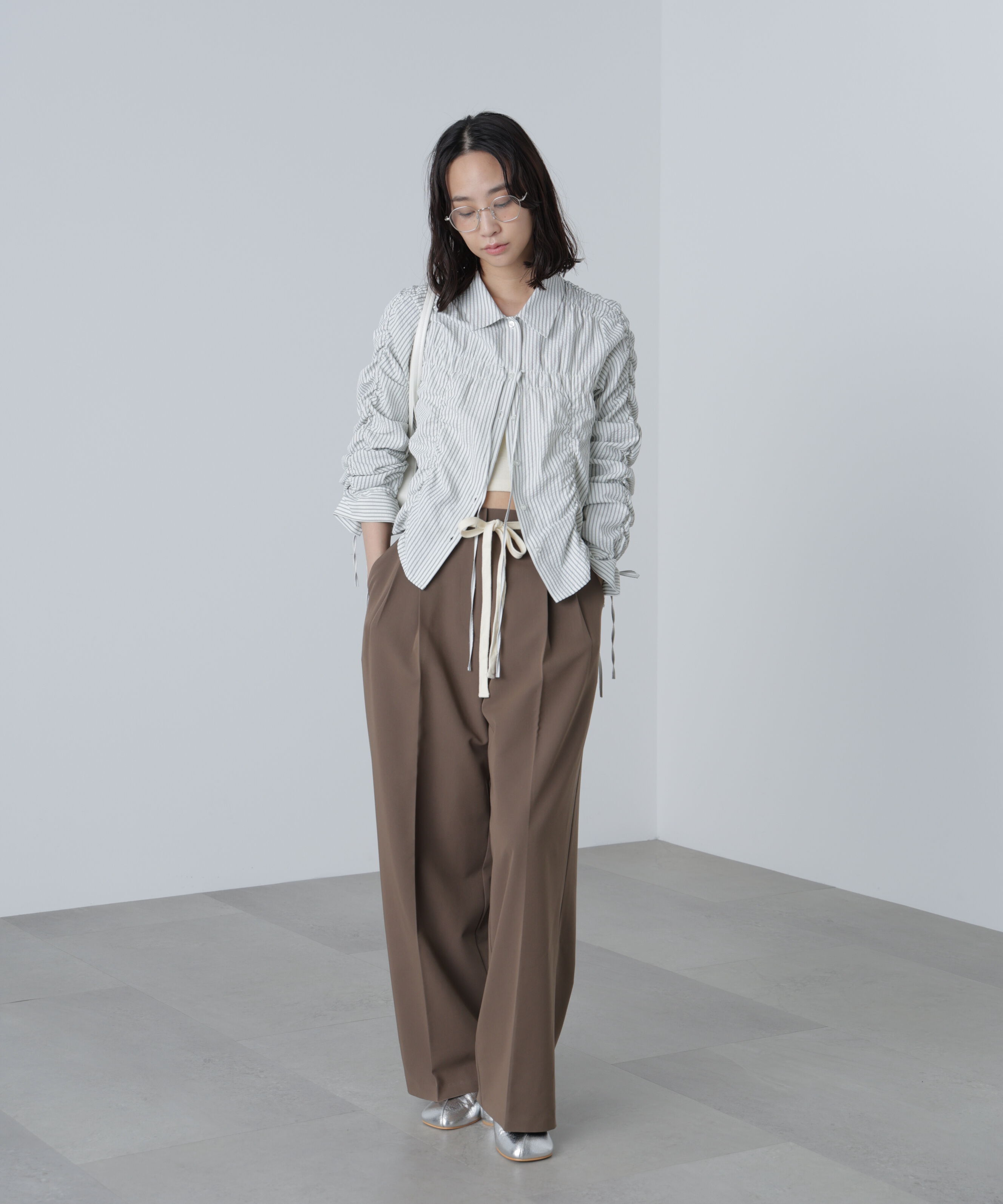  「シャーリングストライプシャツ」|シャツ・ブラウス|