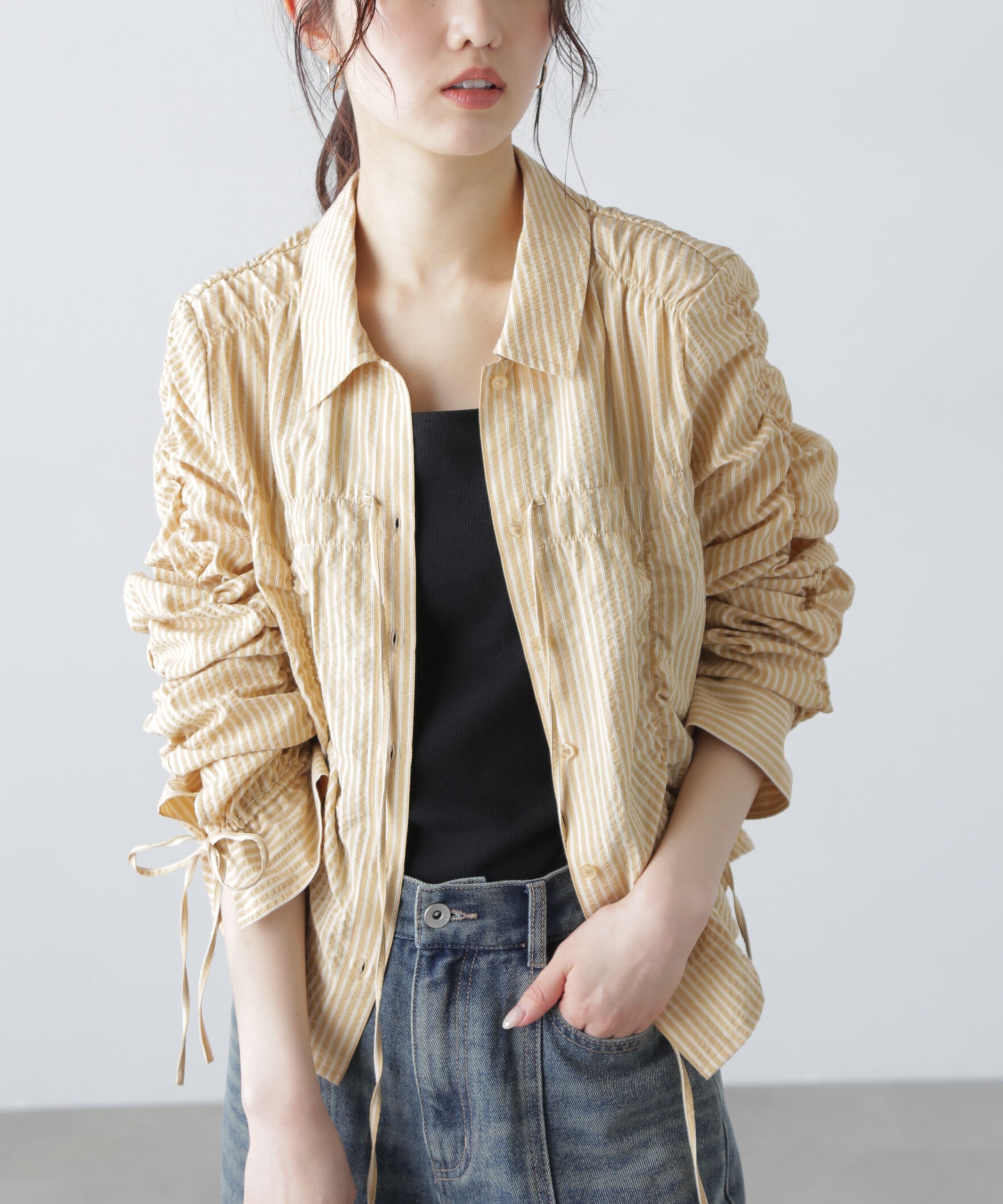  「シャーリングストライプシャツ」|シャツ・ブラウス|