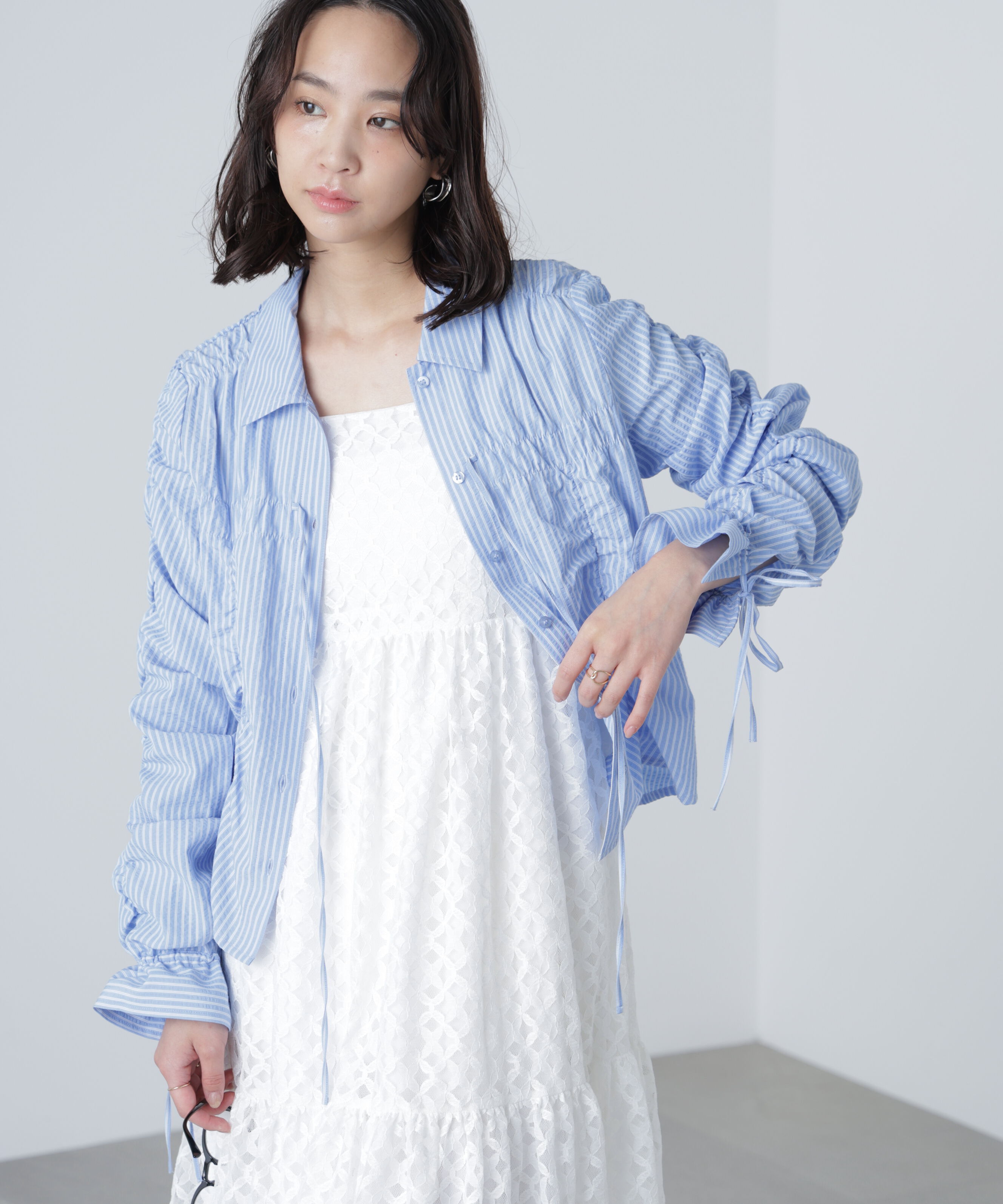  「シャーリングストライプシャツ」|シャツ・ブラウス|