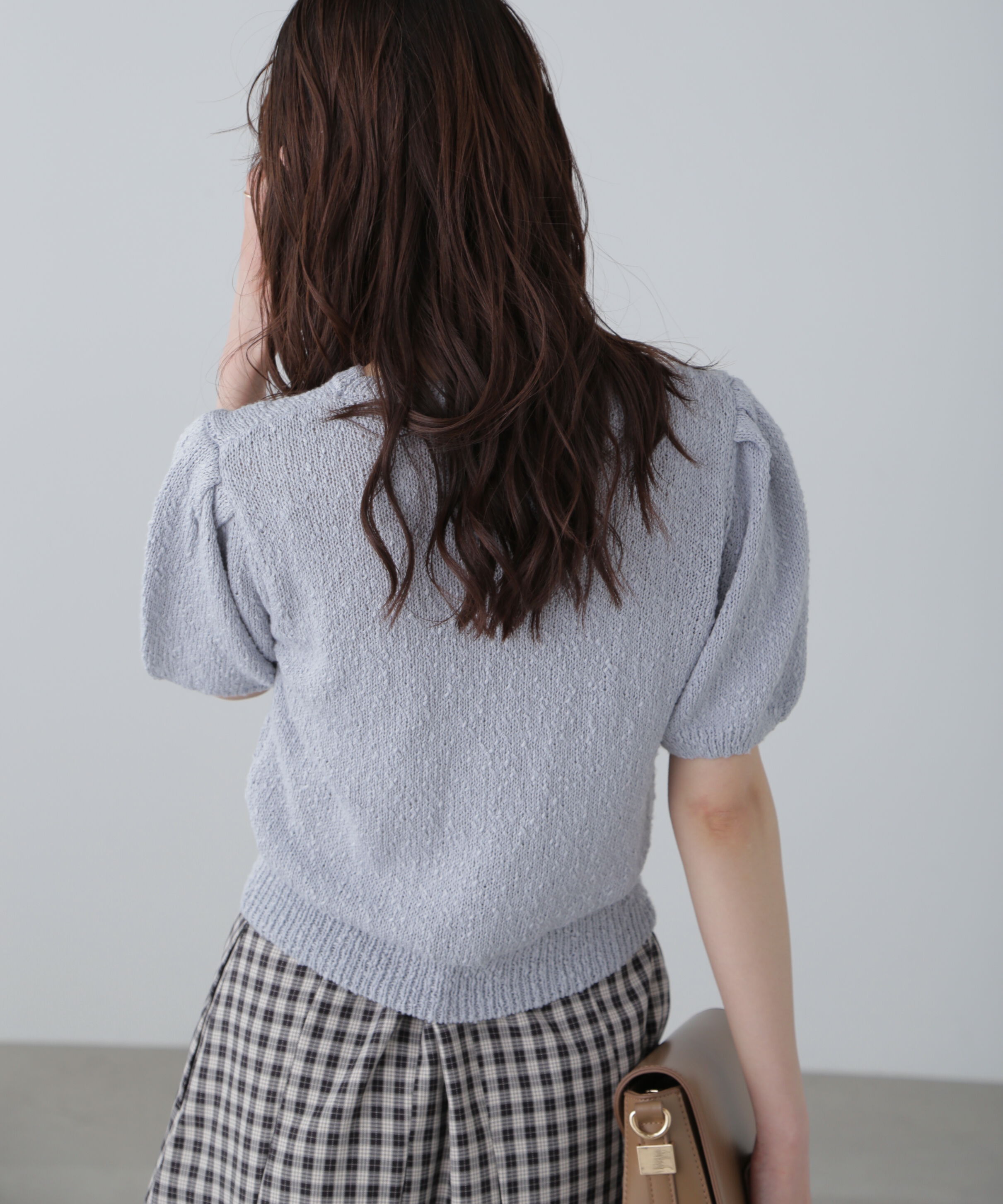  「スラブ編み半袖ニット」|ニット・セーター|