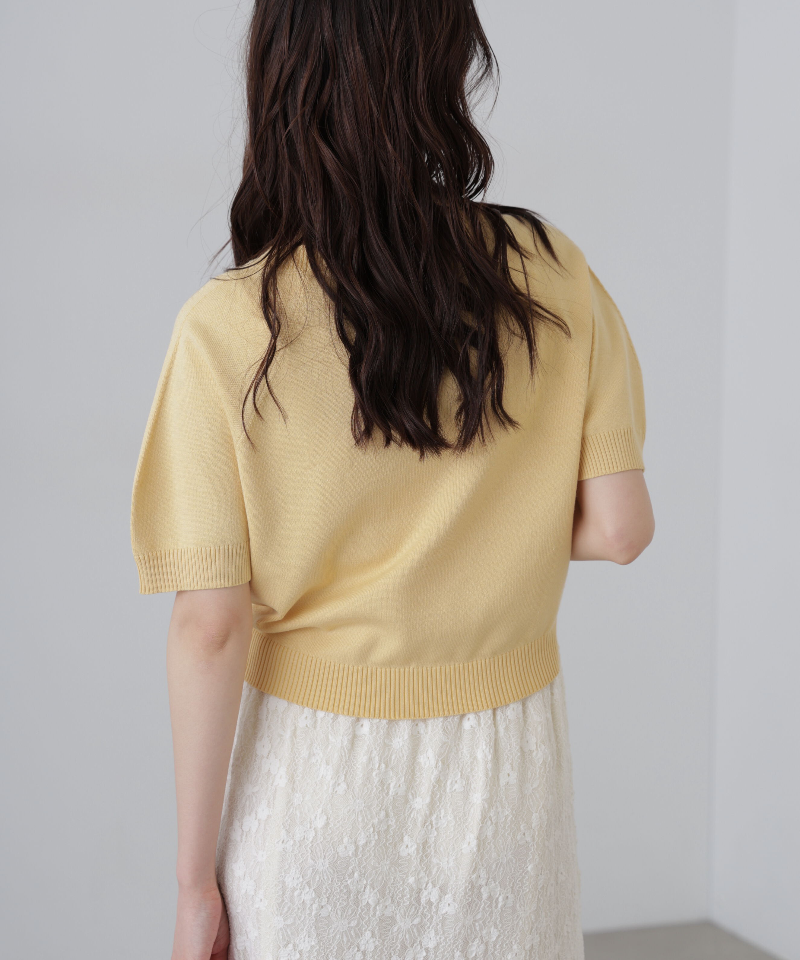  「〈洗える〉マシンウォッシャブルパフスリーブ半袖ニット」|ニット・セーター|