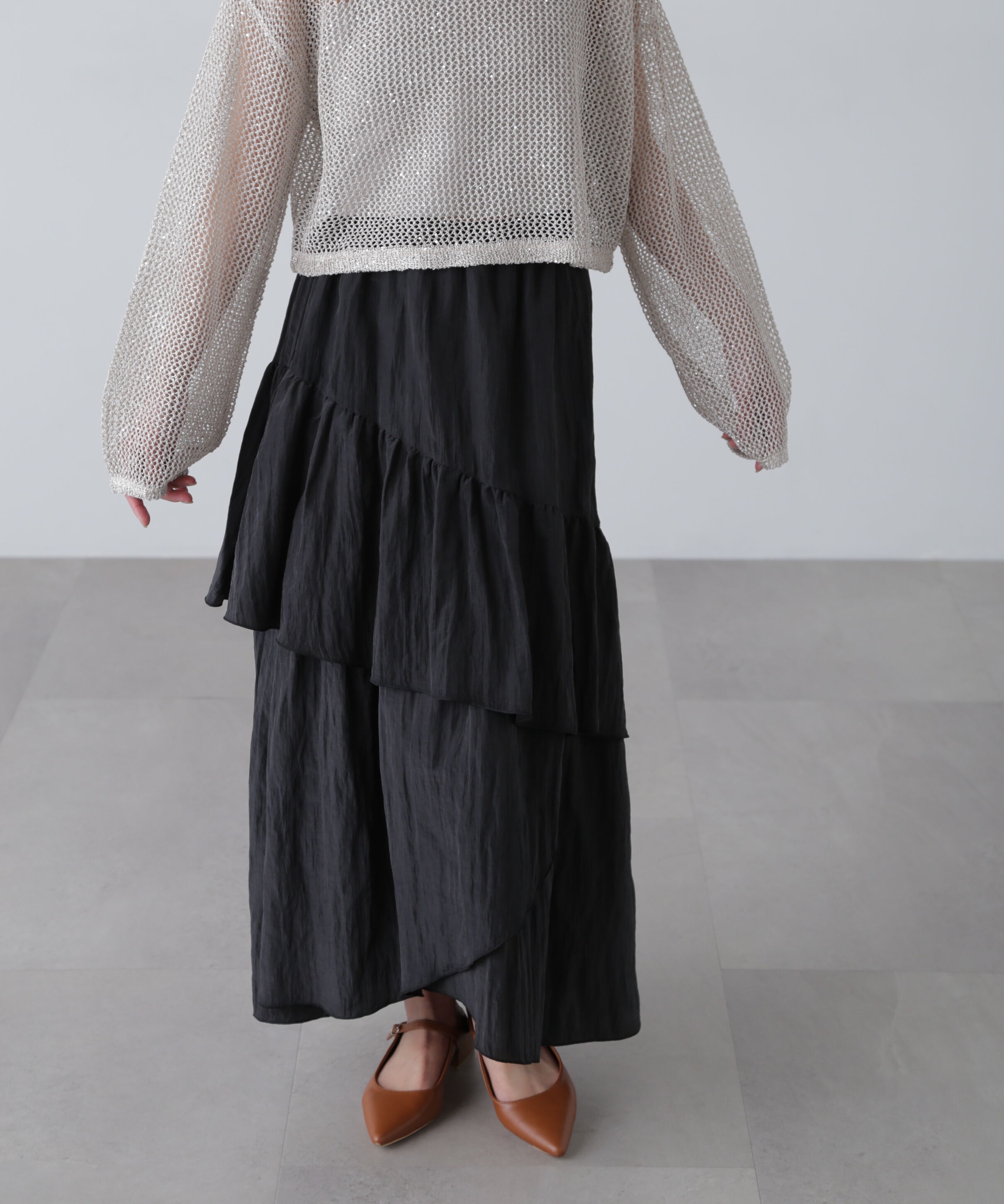  「ワッシャーランダムティアードスカート」|スカート|