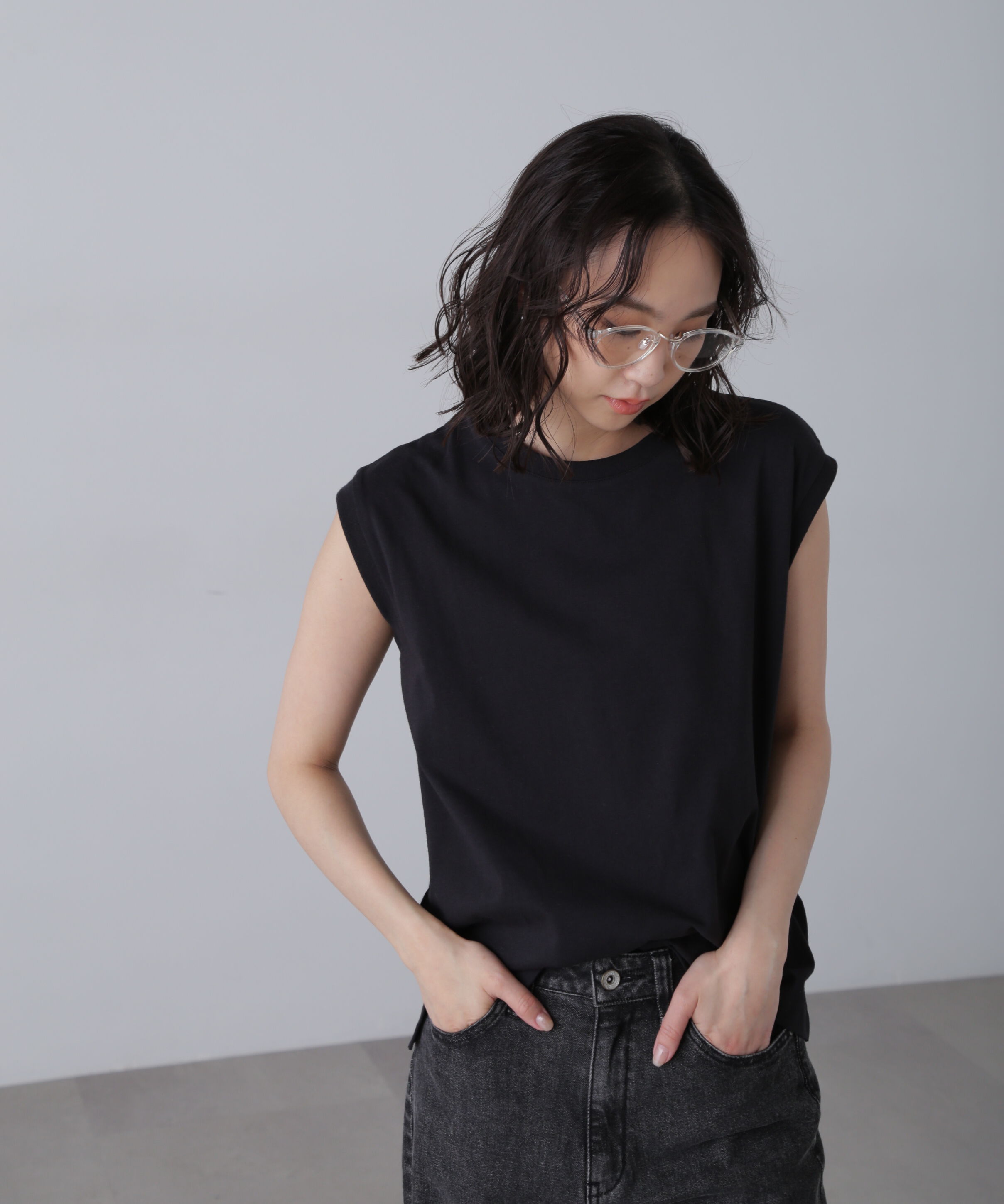  「USAコットンフレンチスリーブTシャツ」|Tシャツ・カットソー|ブラック