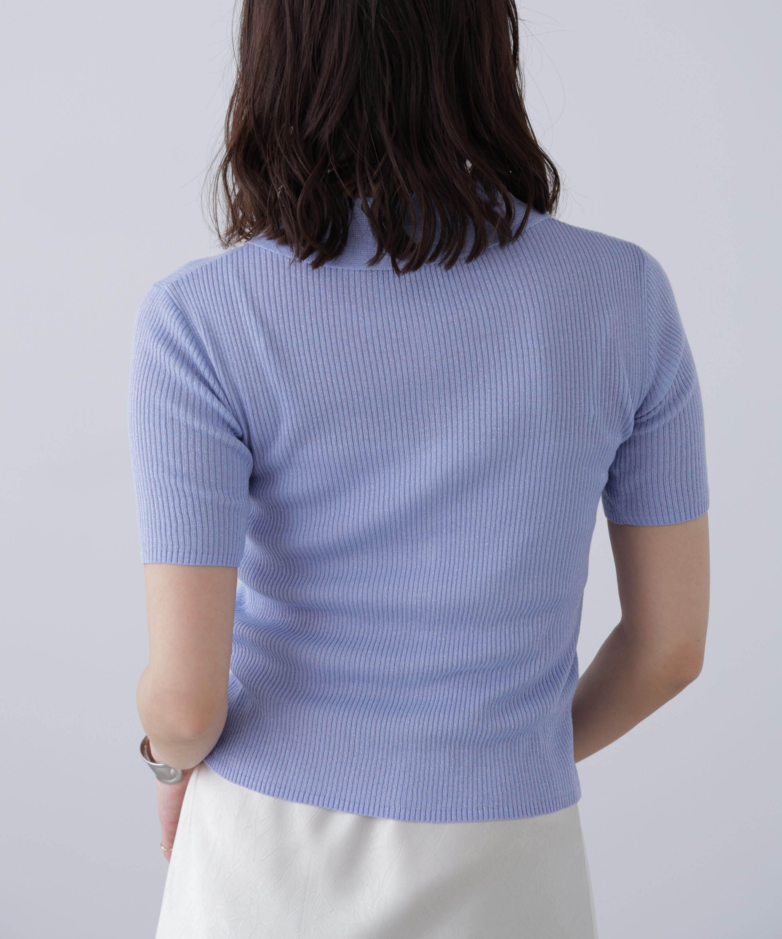  「衿付きラメニットカーディガン」|ニット・セーター|