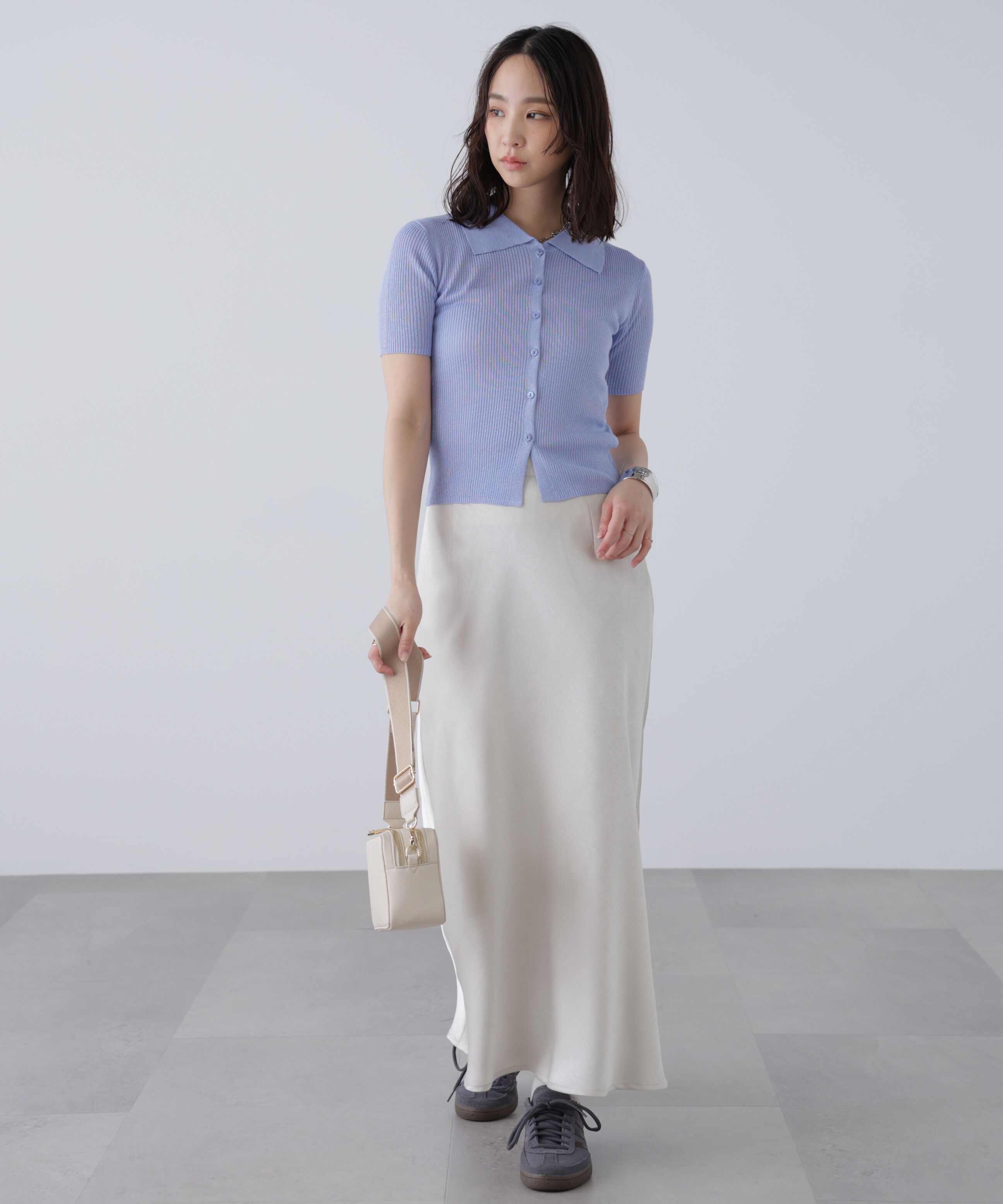  「衿付きラメニットカーディガン」|ニット・セーター|