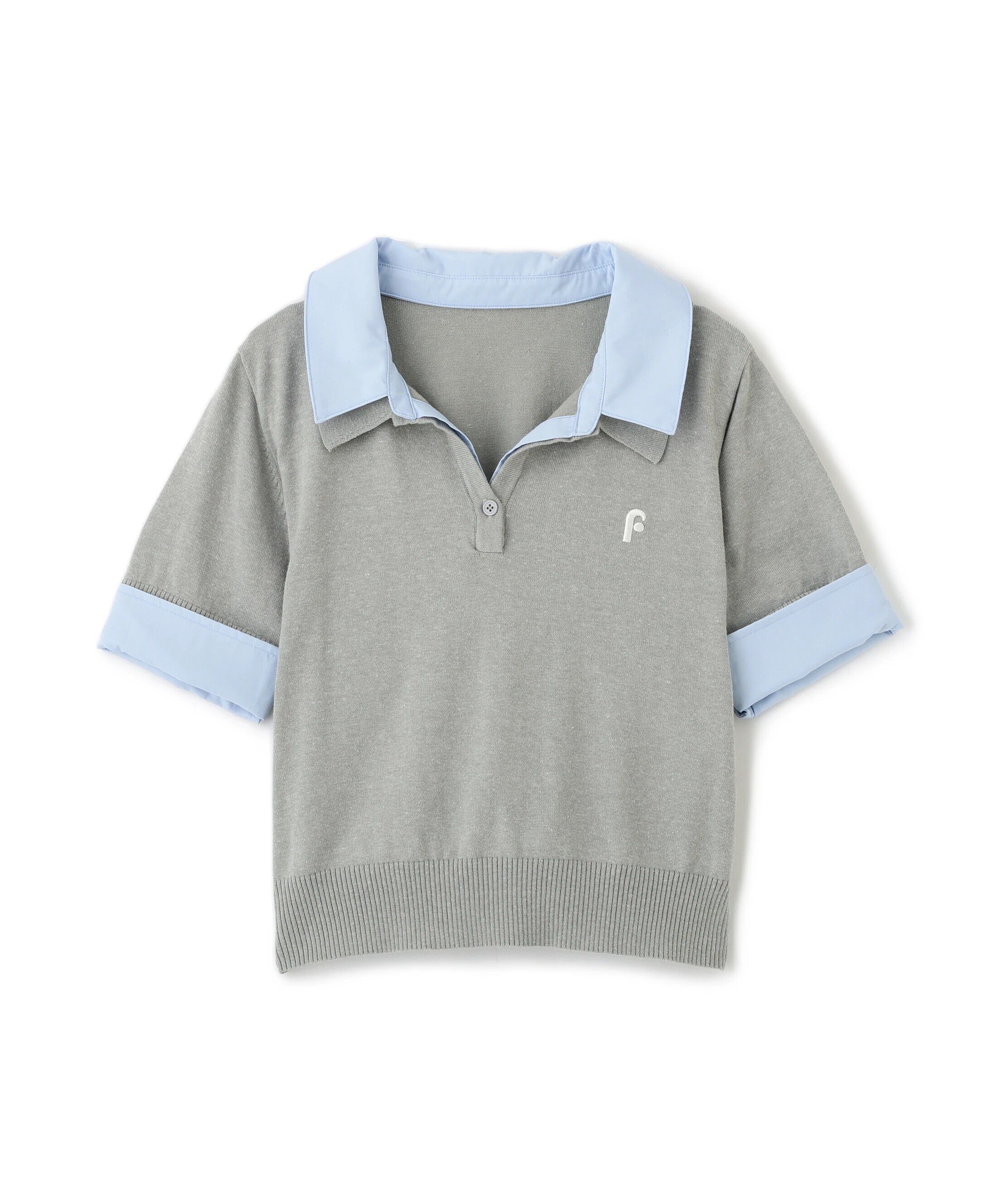  「衿付きレイヤード風半袖ポロニット」|ニット・セーター|