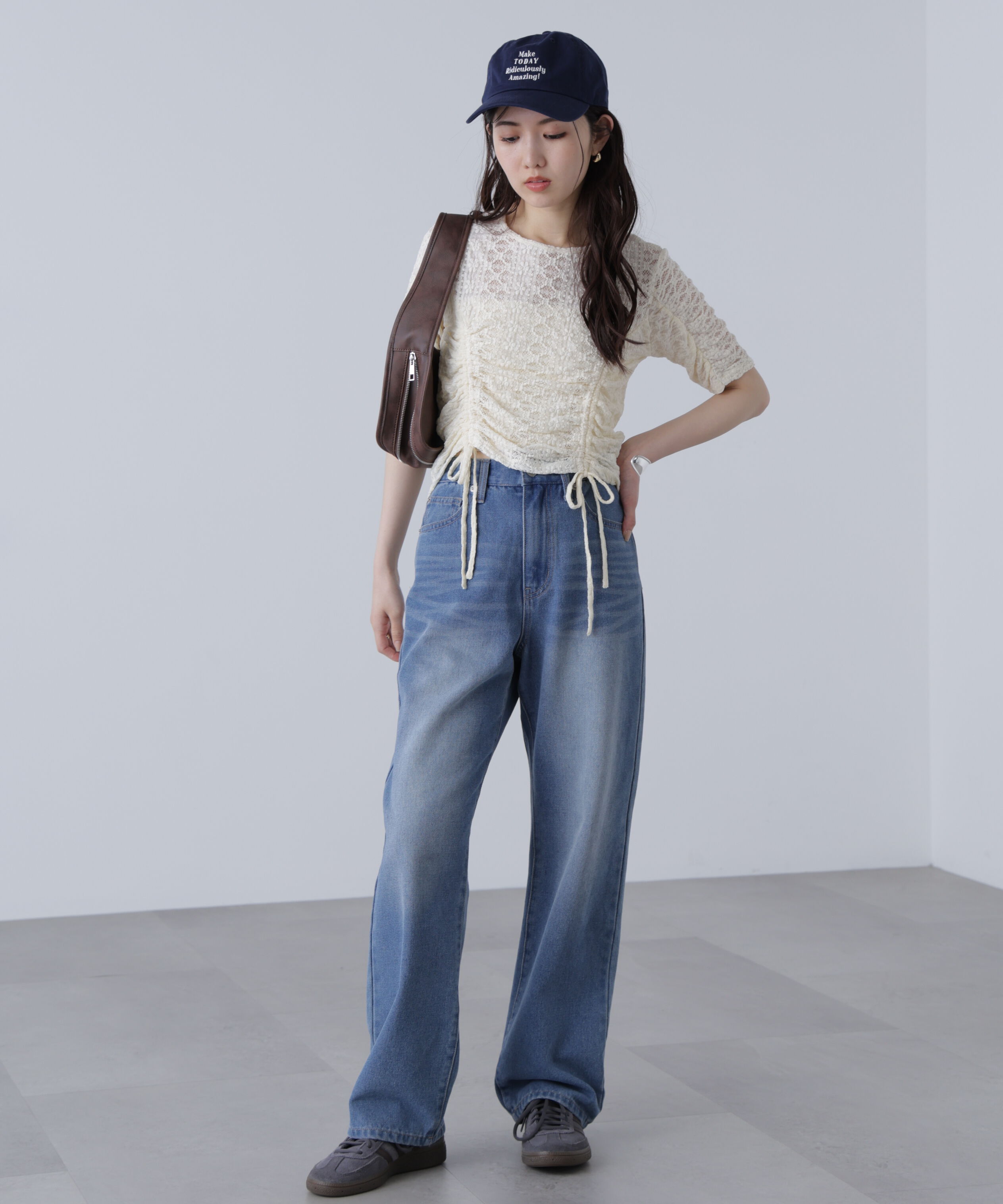  「ストレッチレースドロストトップス」|シャツ・ブラウス|