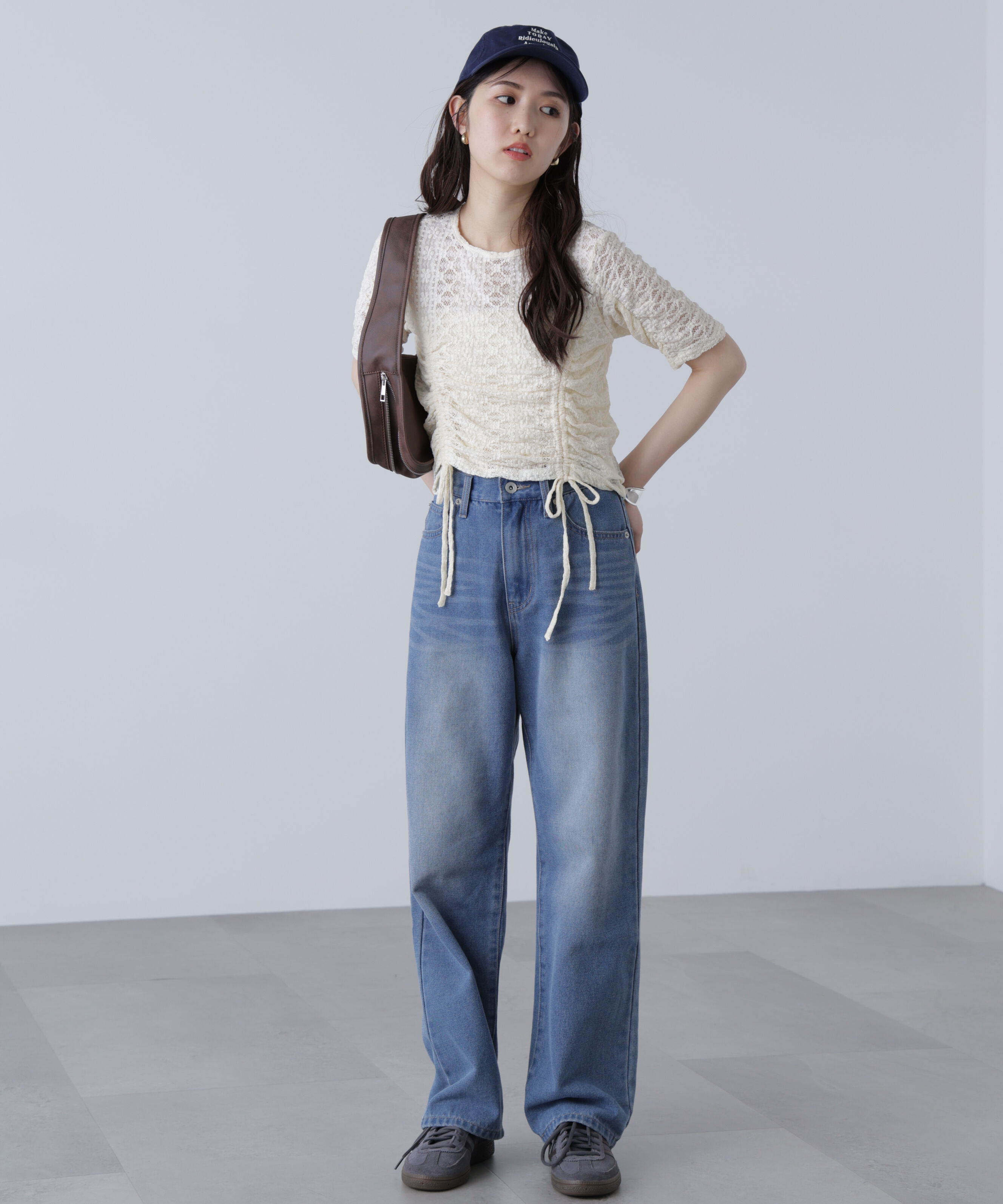  「ストレッチレースドロストトップス」|シャツ・ブラウス|