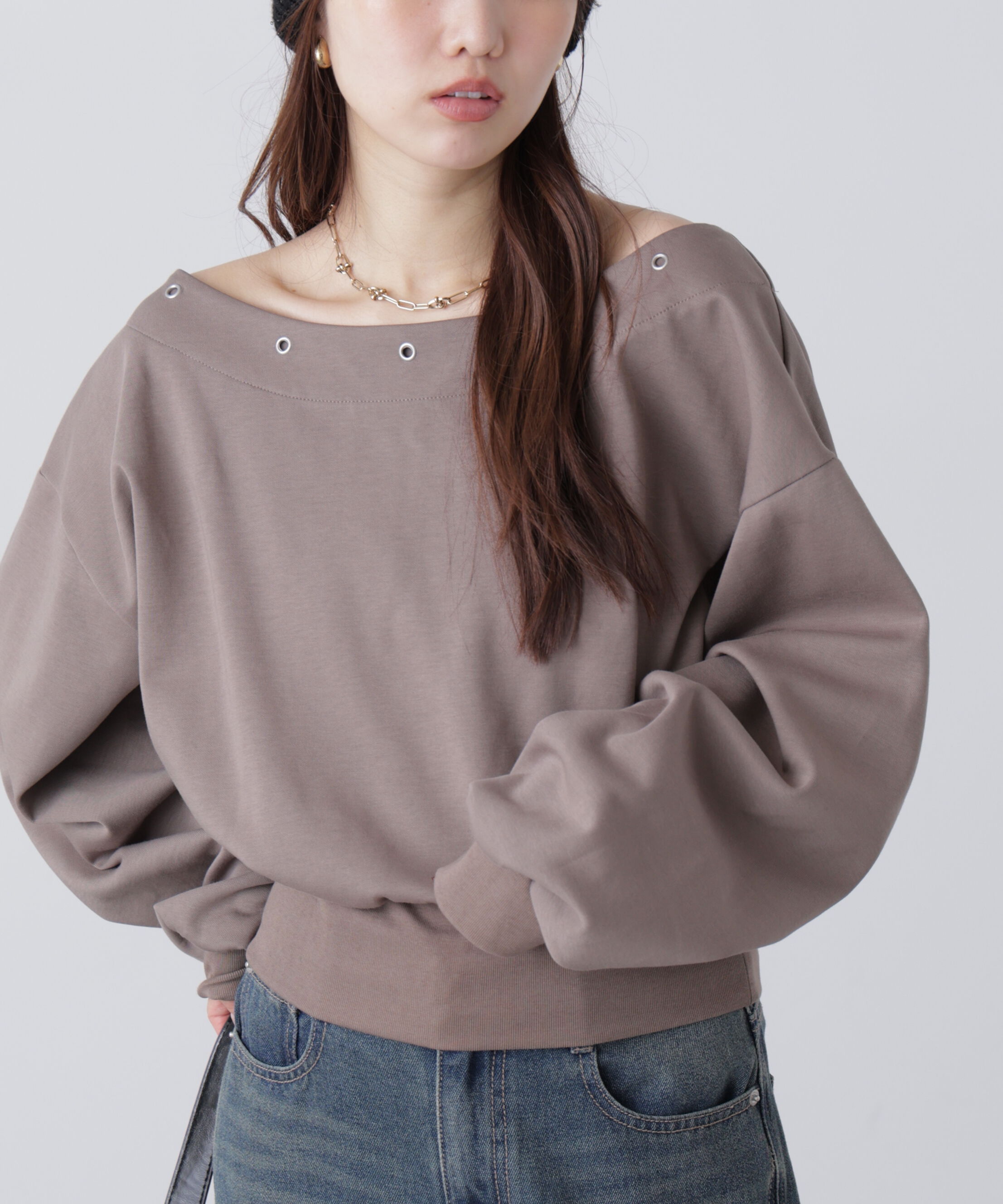  「ハトメオフショルスウェット」|Tシャツ・カットソー|