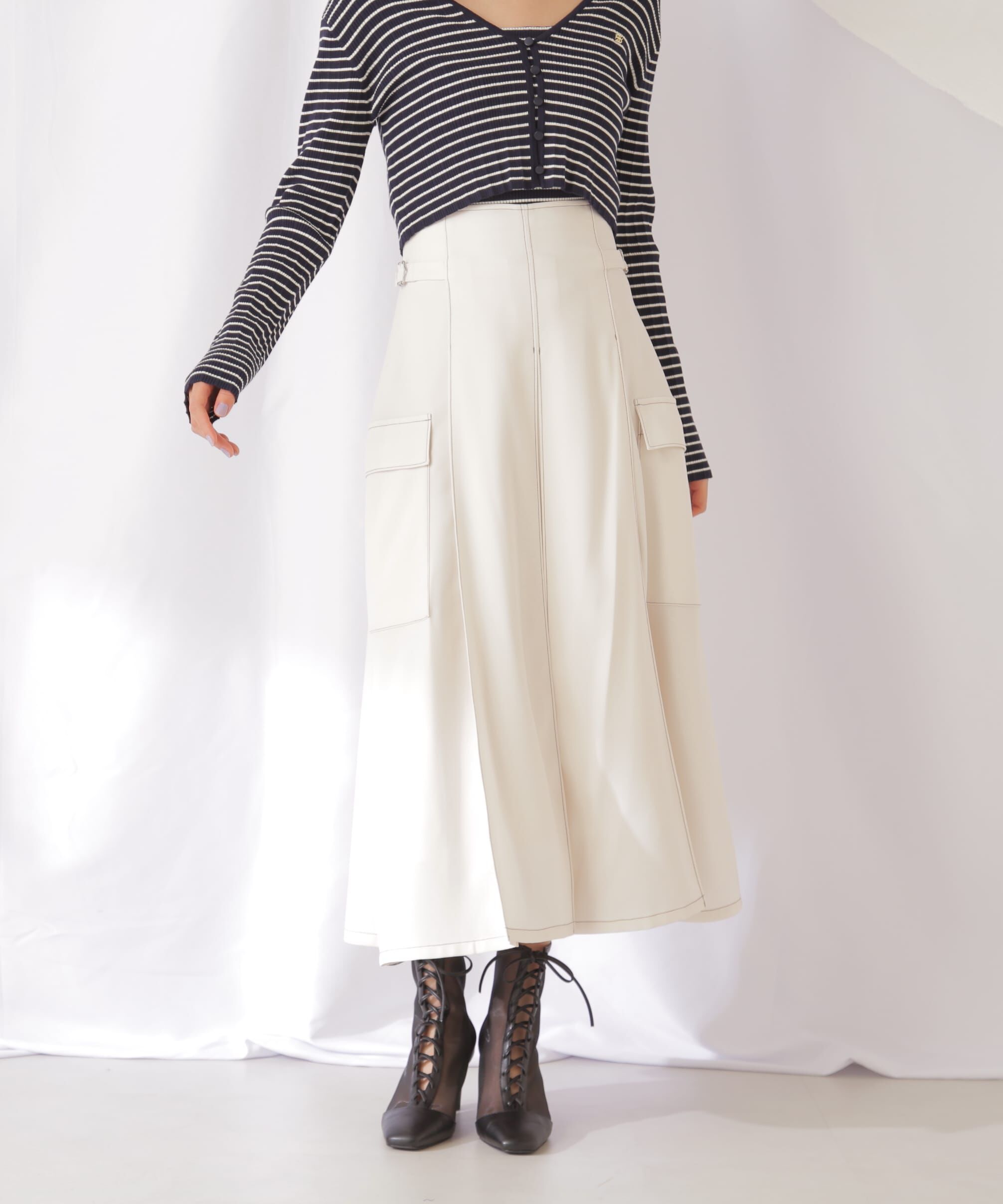  「◇ポケット付きタックプリーツスカート」|スカート|エクリュ1